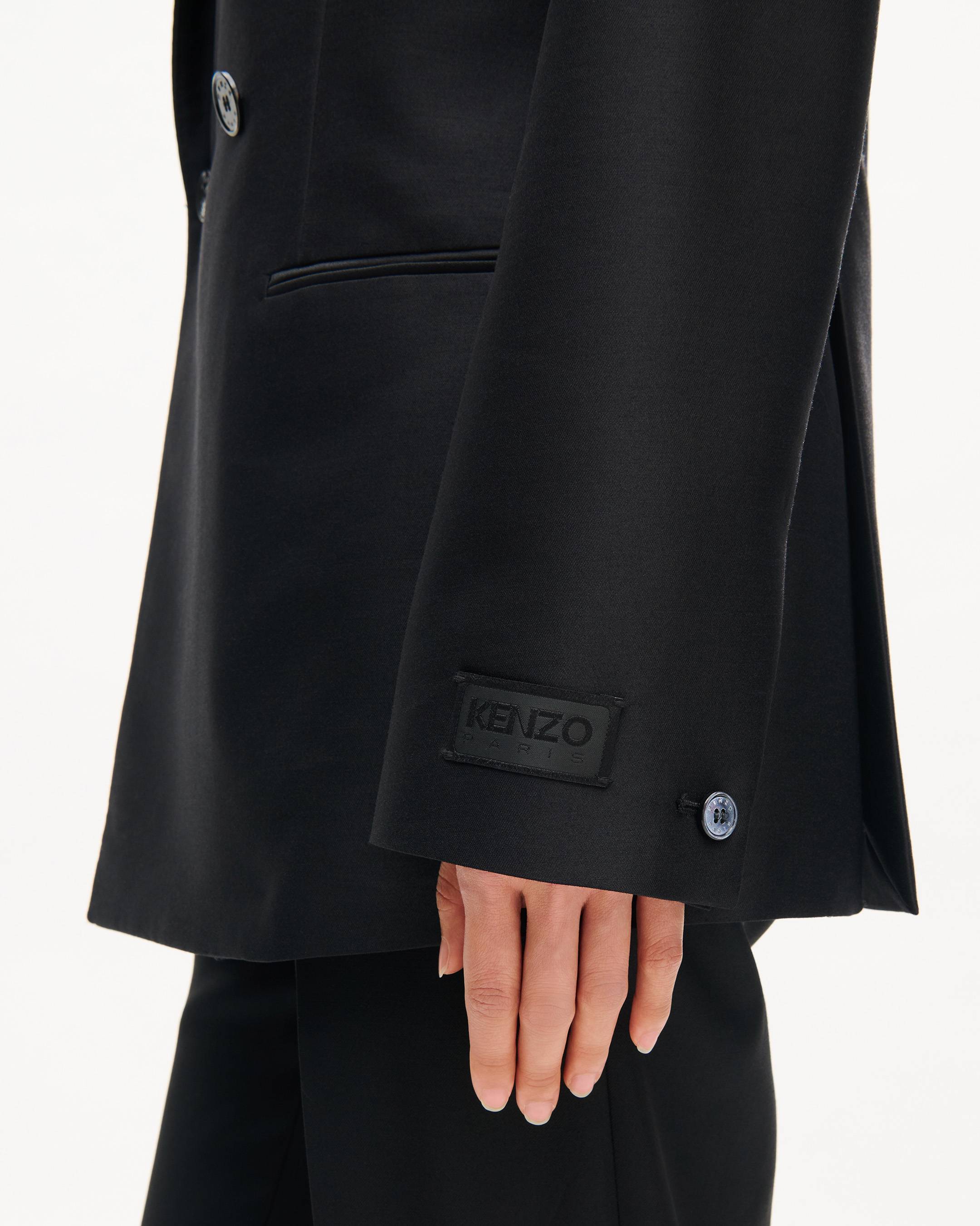 Peaked lapel blazer in virgin wool and silk