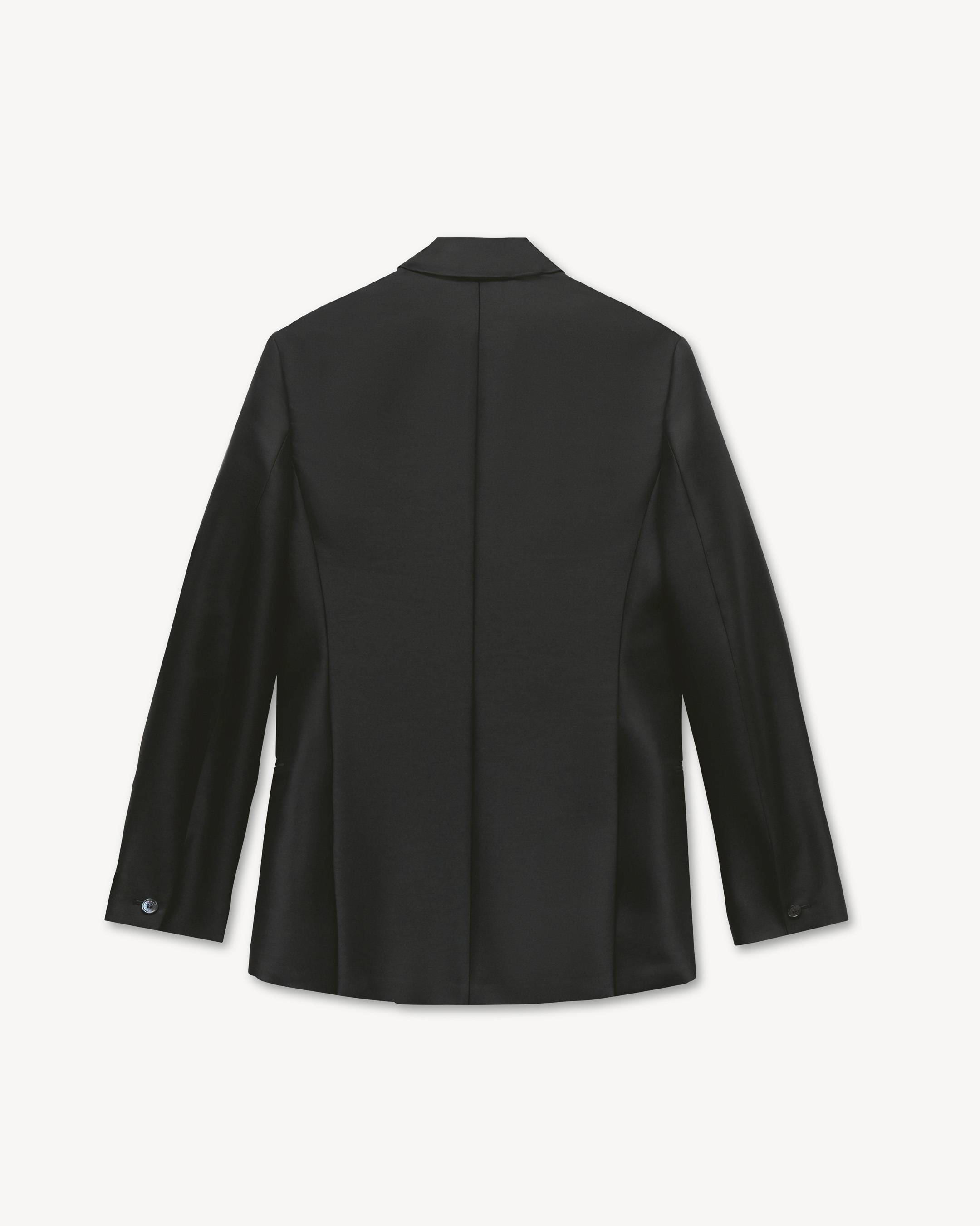 Peaked lapel blazer in virgin wool and silk
