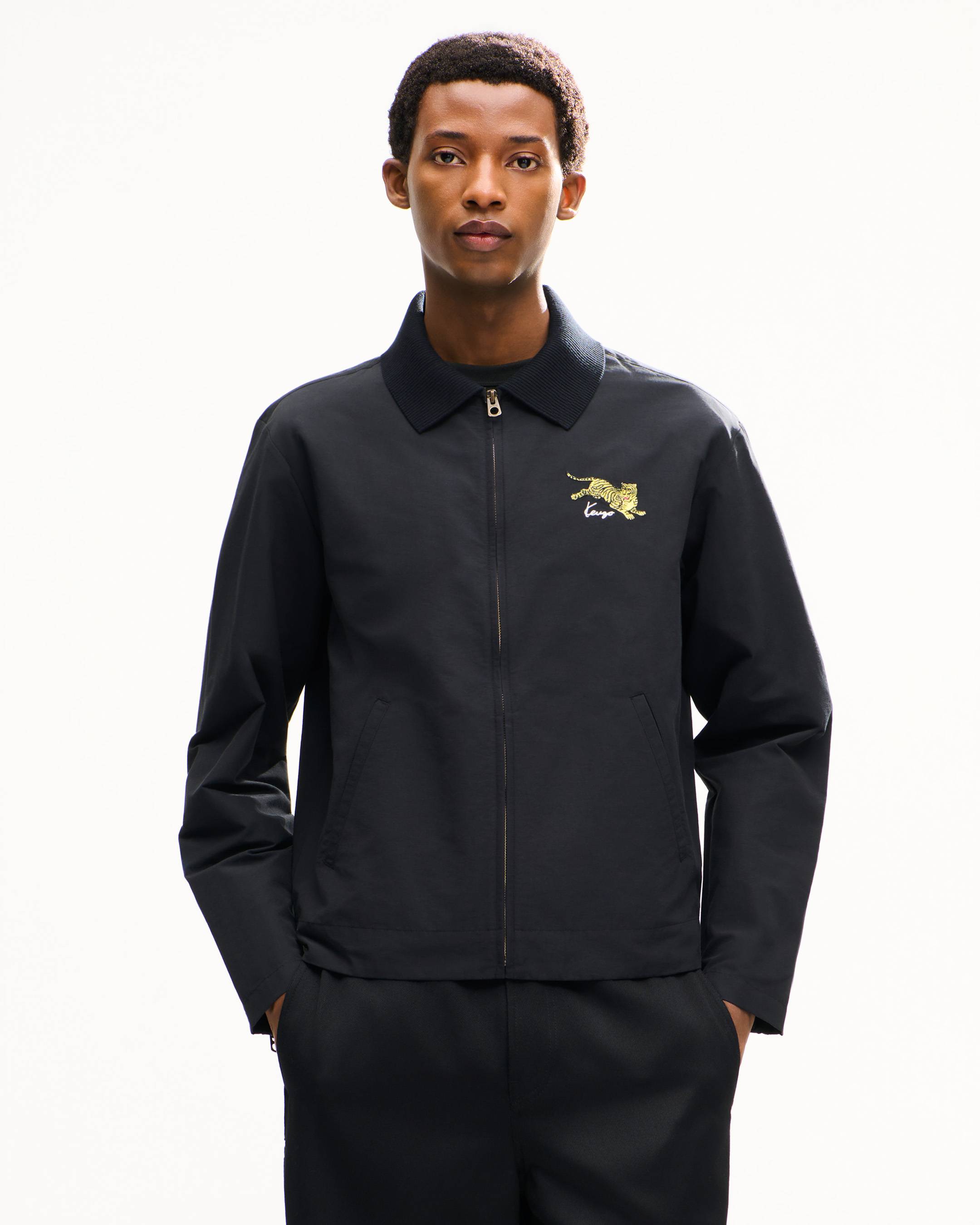 'KENZO Jumping Tiger' embroidered zipped coach jacket in mixed cotton