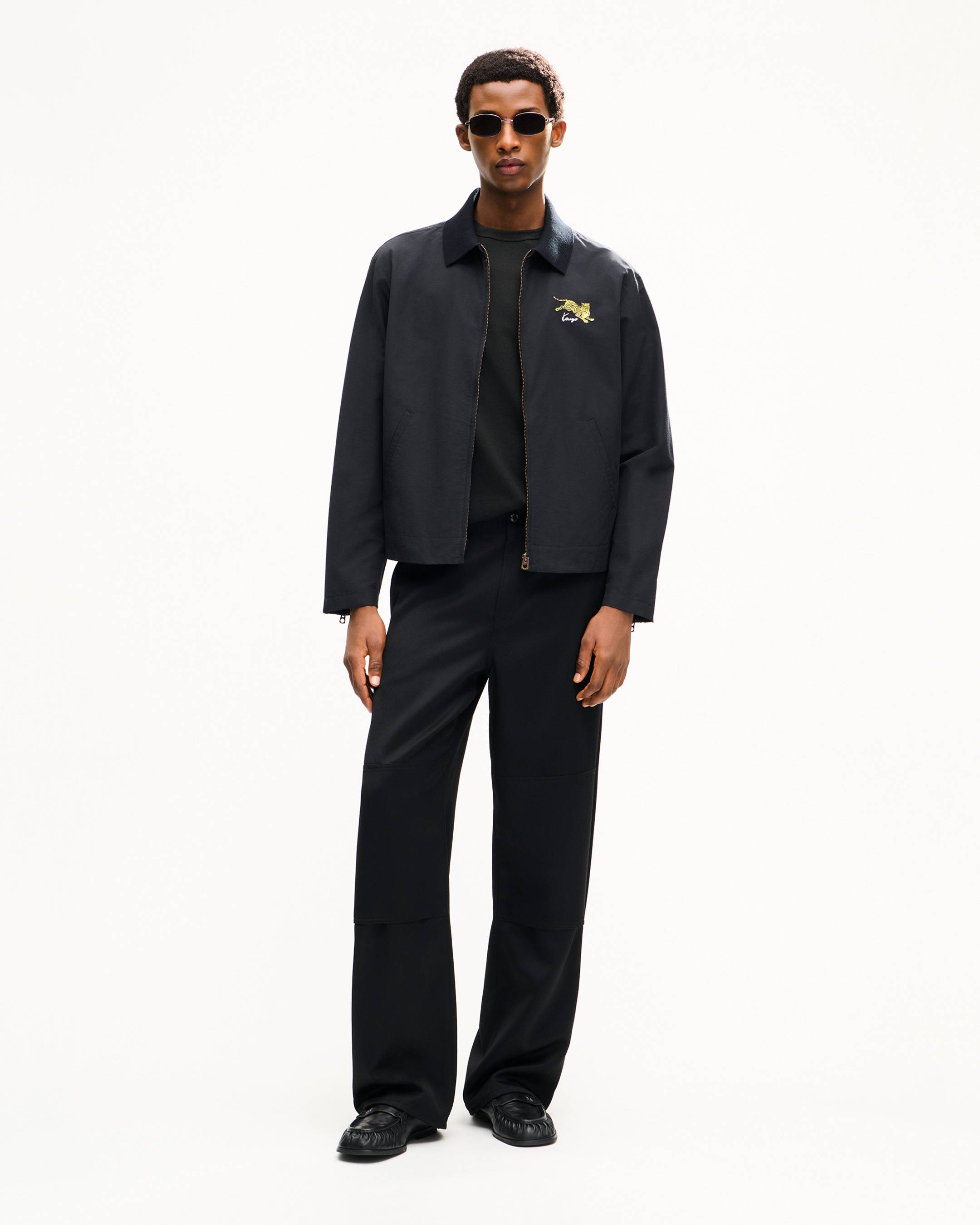 'KENZO Jumping Tiger' embroidered zipped coach jacket in mixed cotton