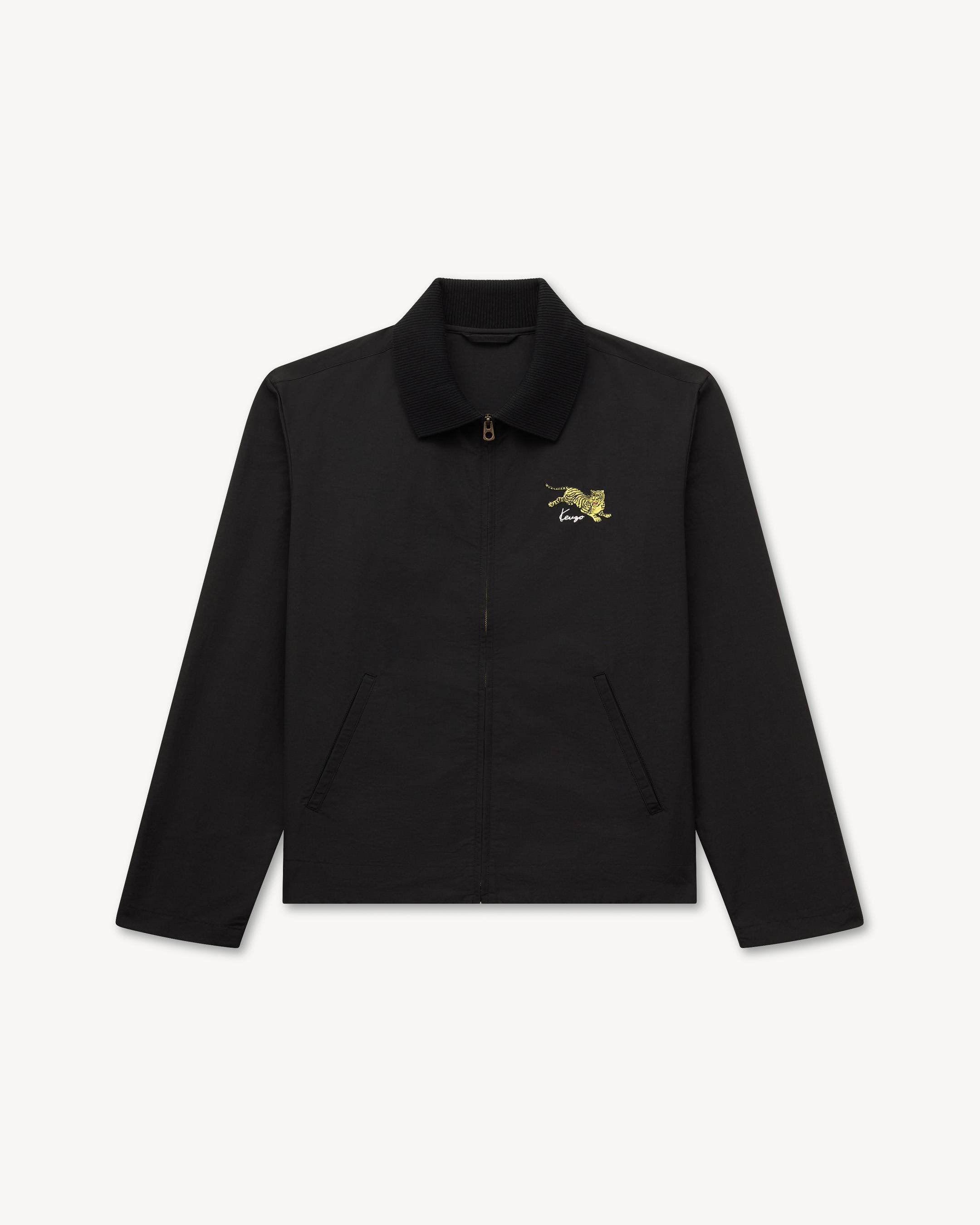 'KENZO Jumping Tiger' embroidered zipped coach jacket in mixed cotton
