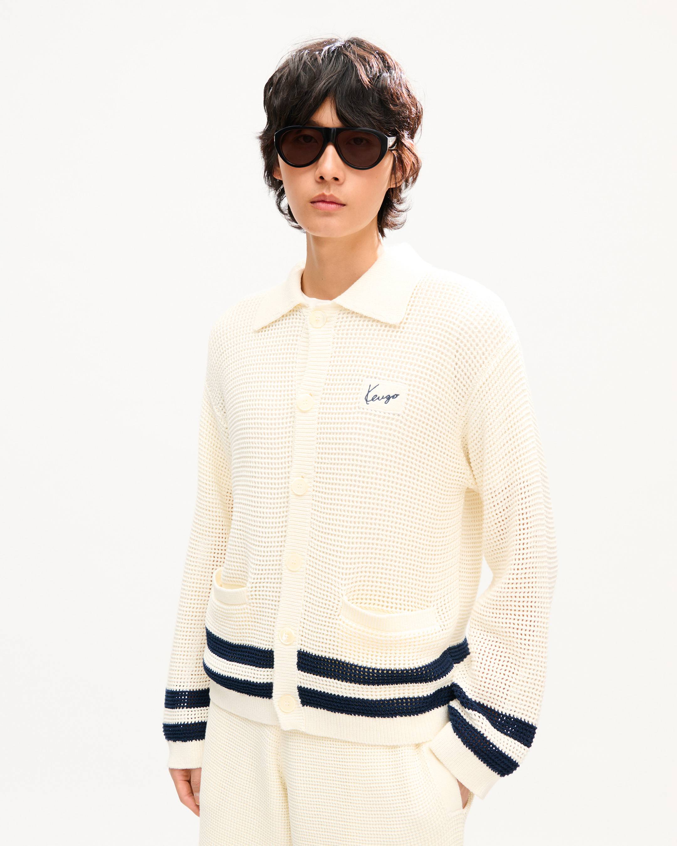 Polo collar cardigan in mesh | Men's | KENZO