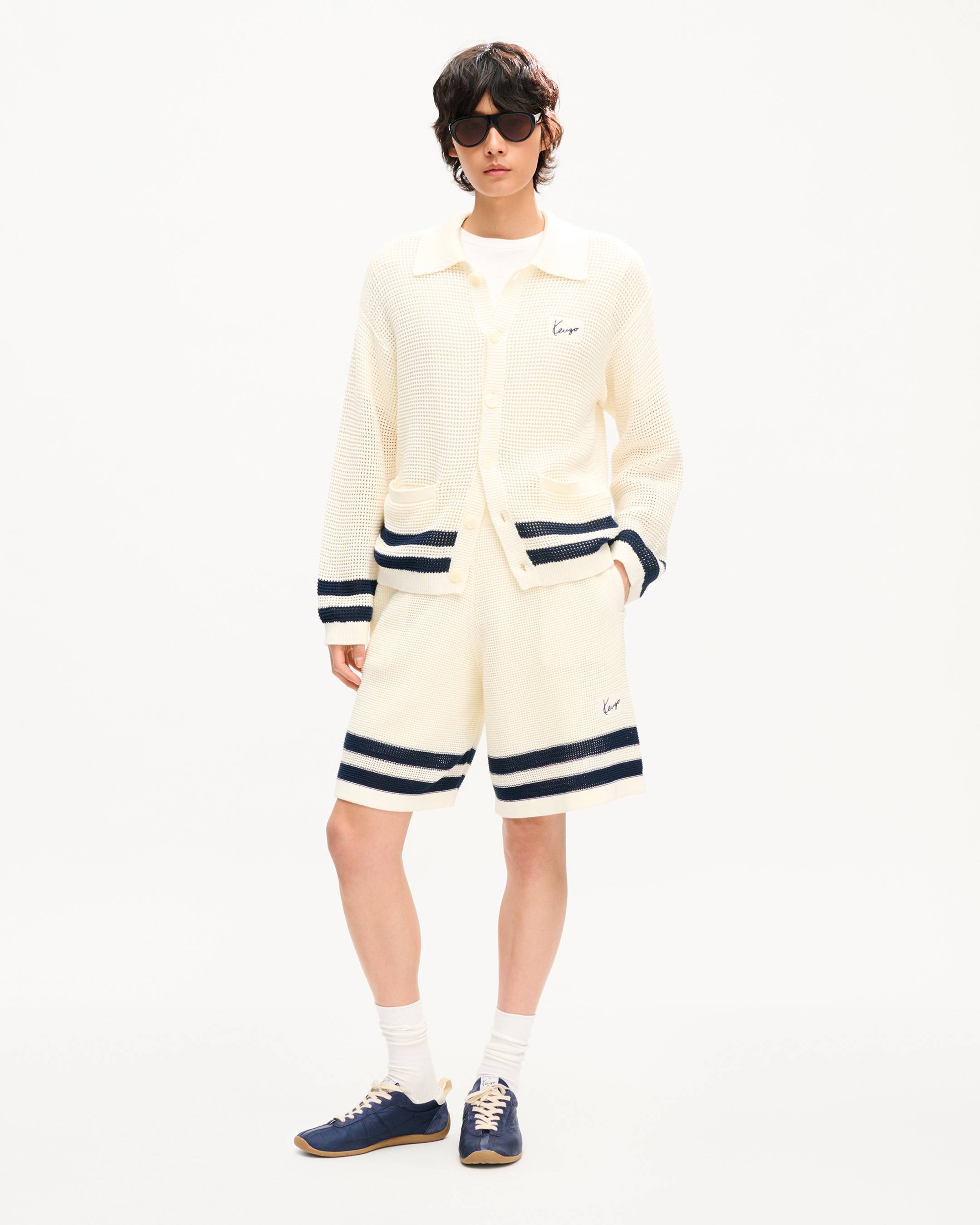 Polo collar cardigan in mesh | Men's | KENZO