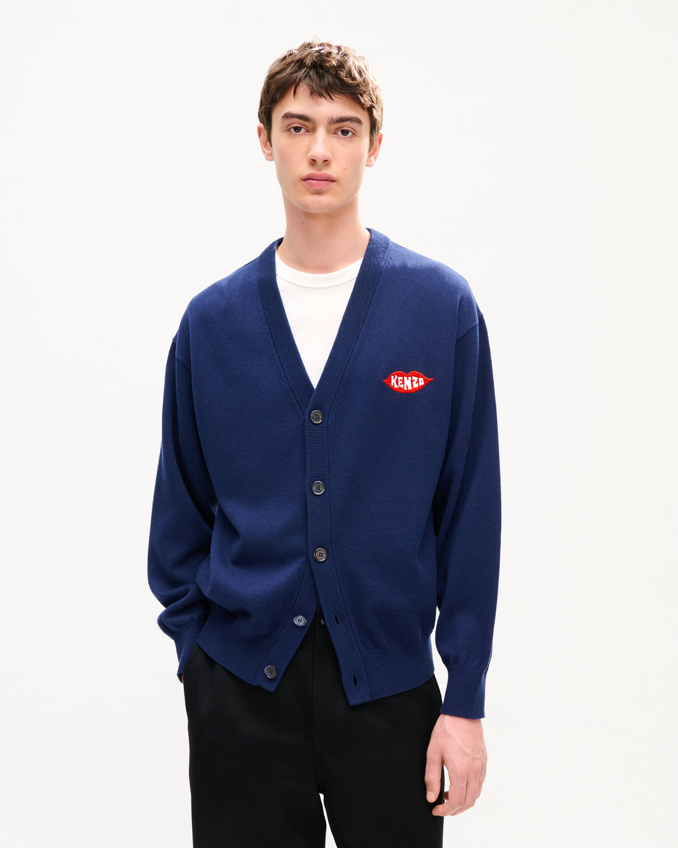 'KENZO Loves' embroidered cardigan in wool cotton