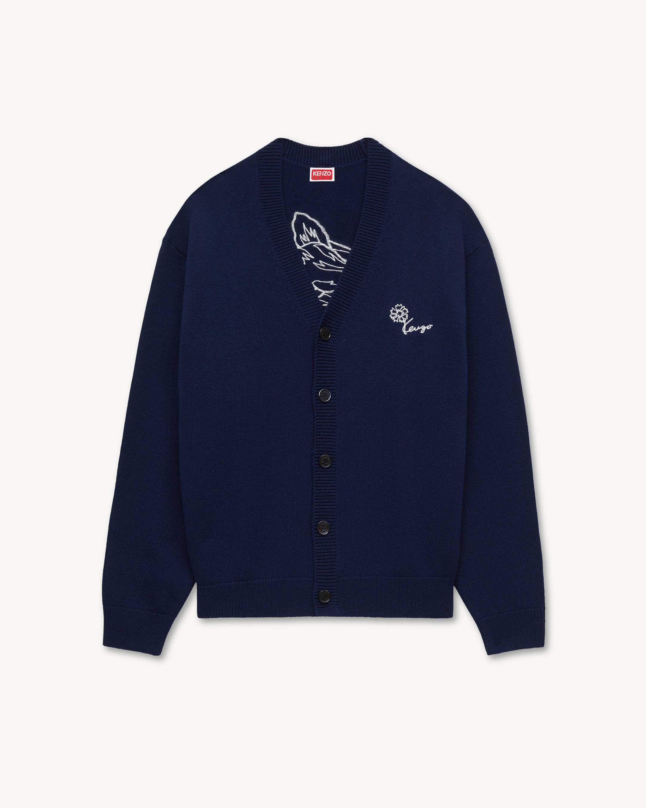 Cardigan brod&eacute; 'KENZO Tulip' en laine et coton effet &eacute;ponge