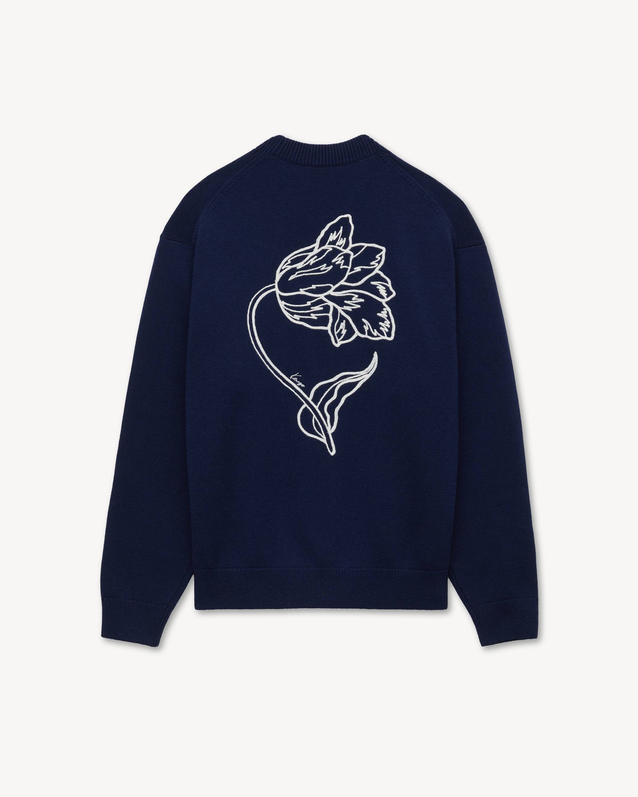 Cardigan brod&eacute; 'KENZO Tulip' en laine et coton effet &eacute;ponge