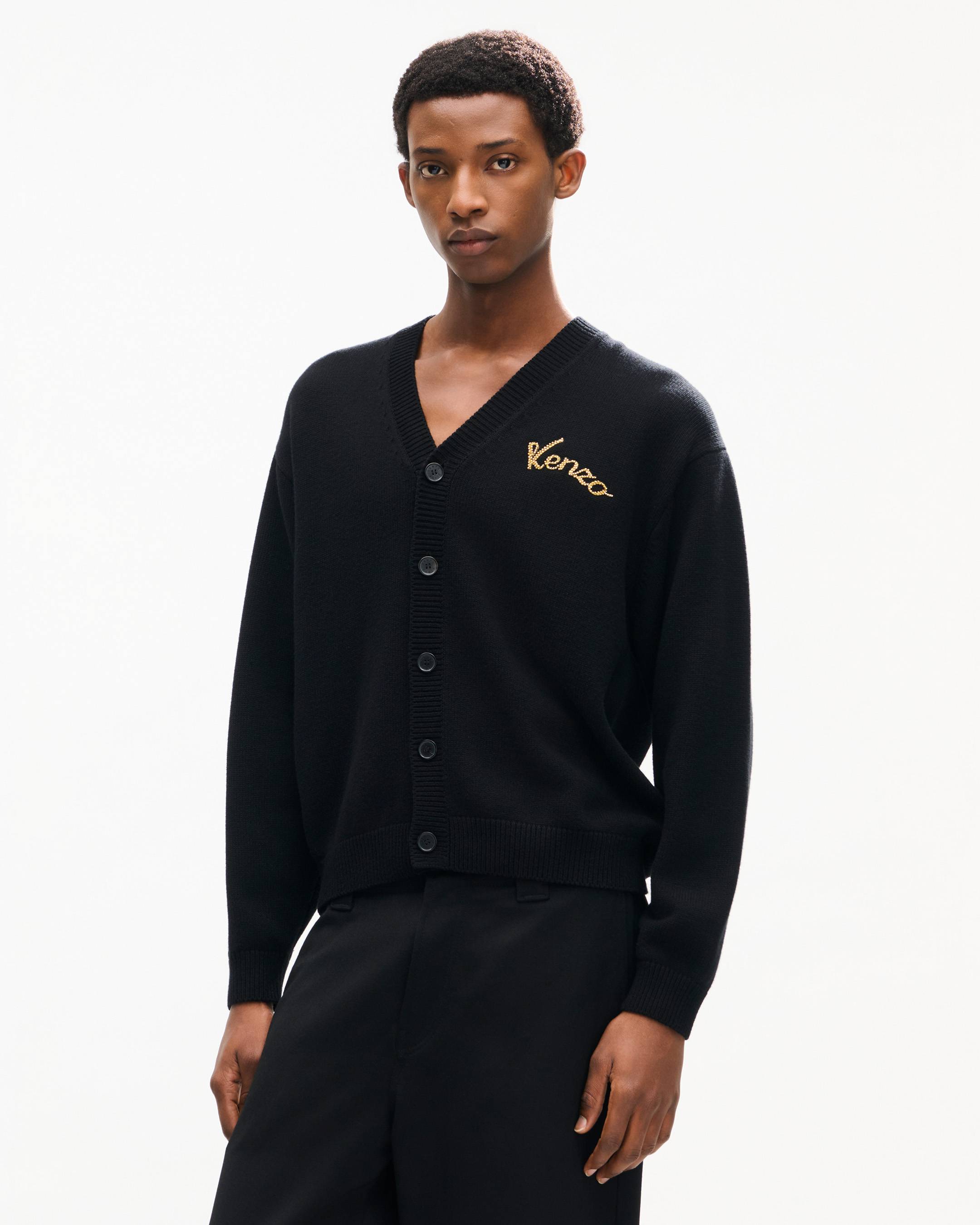 'KENZO Jumping Tiger' embroidered cardigan in wool cotton