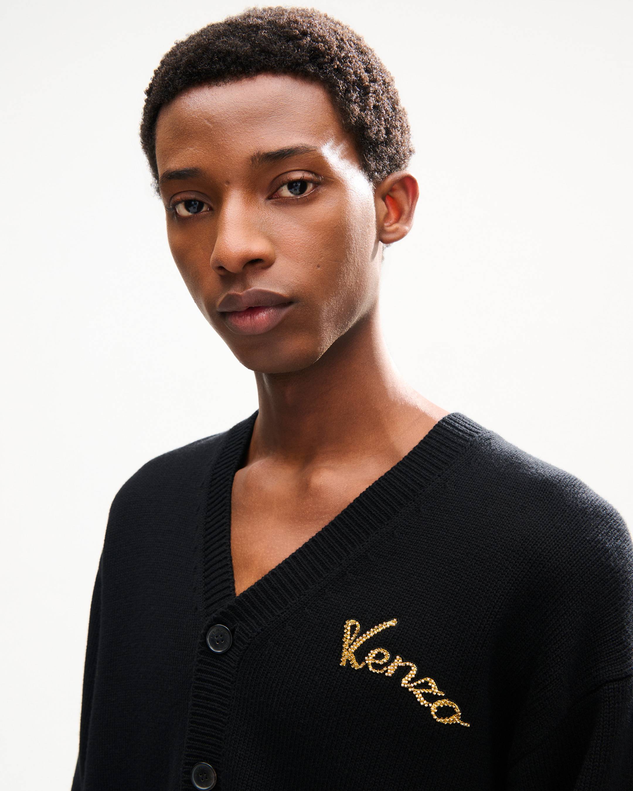 'KENZO Jumping Tiger' embroidered cardigan in wool cotton
