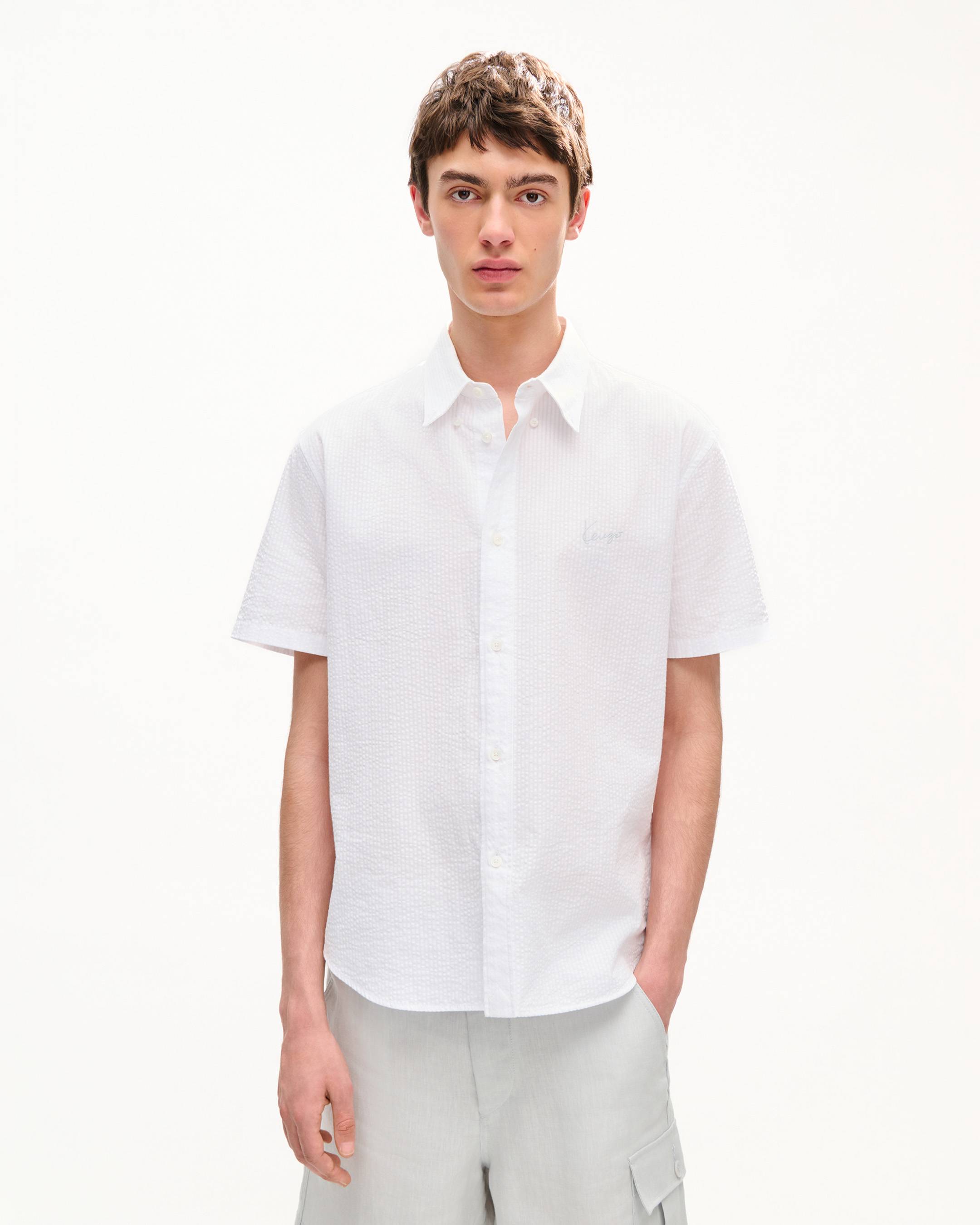Camicia casual a maniche corte in cotone seersucker 'KENZO Signature'