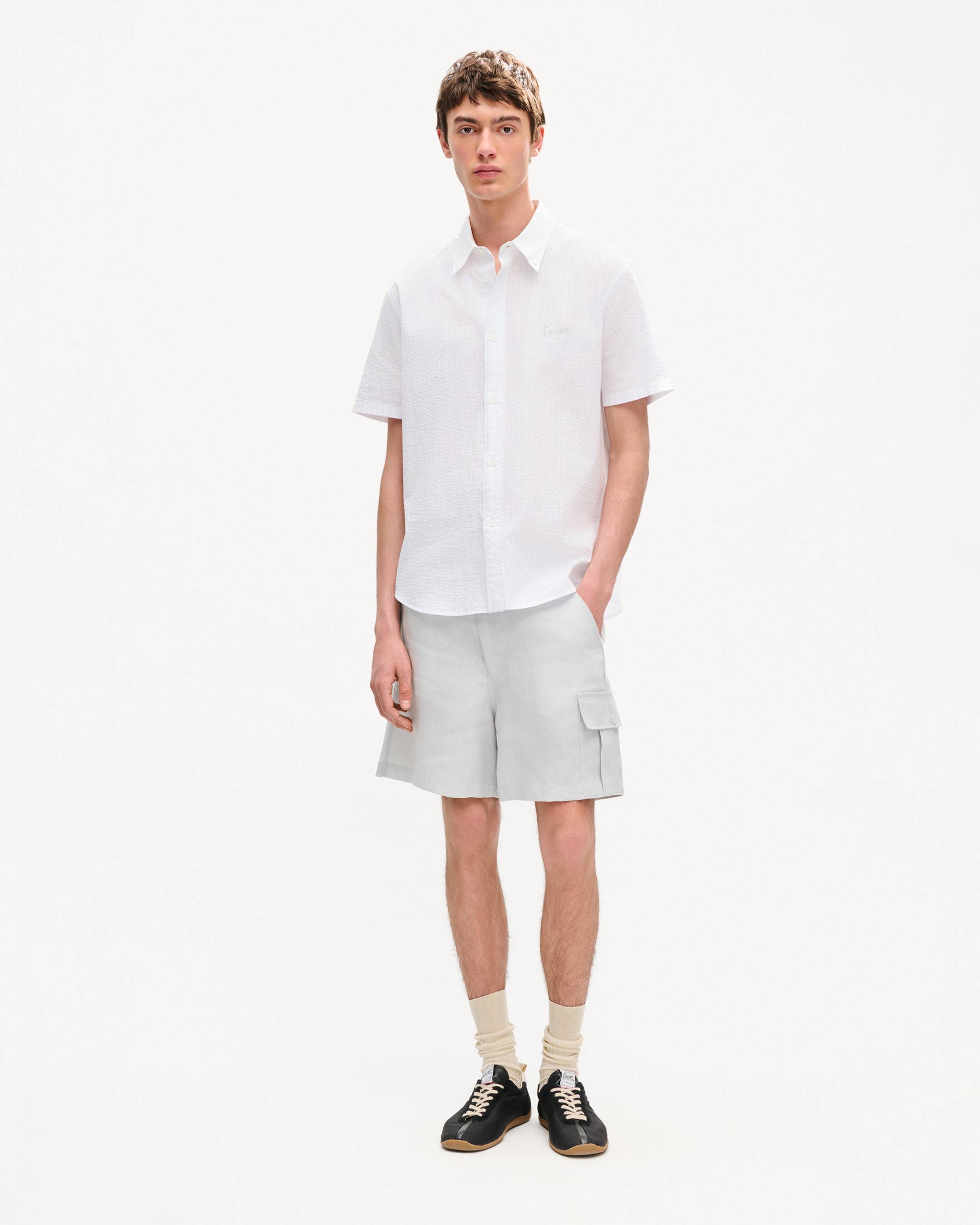 KENZO Signature' casual short sleeve shirt in seersucker cotton