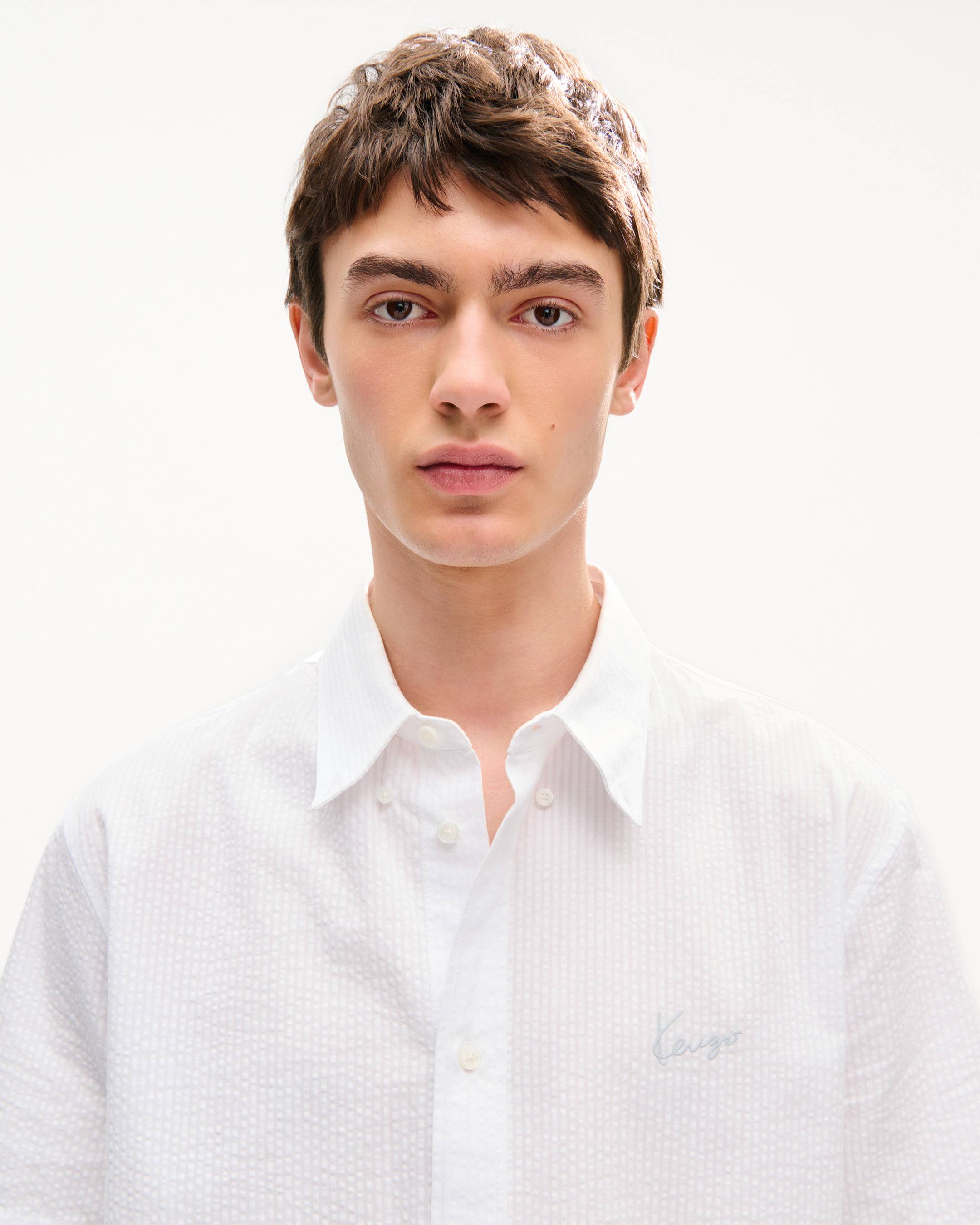 KENZO Signature' casual short sleeve shirt in seersucker cotton