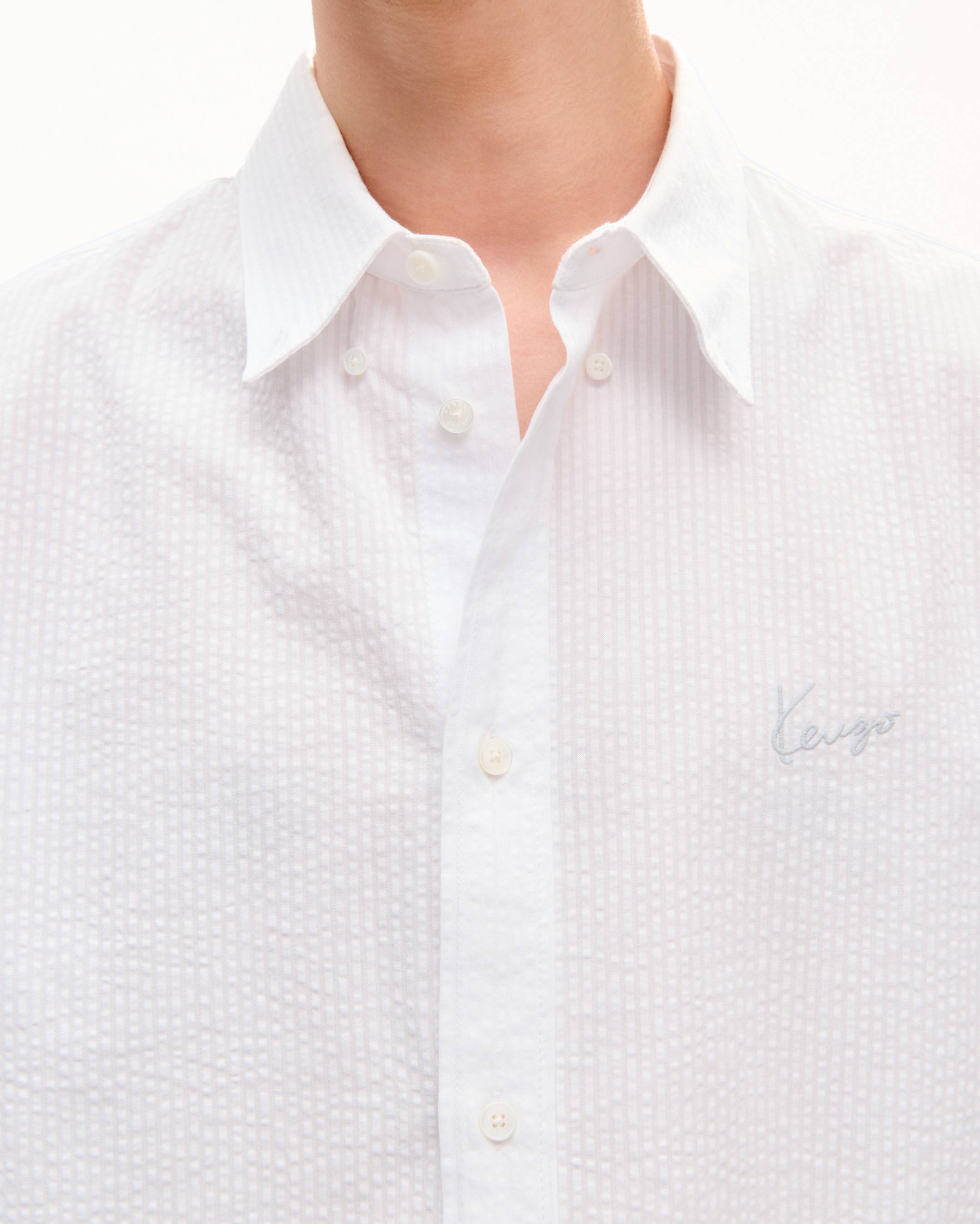 Camicia casual a maniche corte in cotone seersucker 'KENZO Signature'