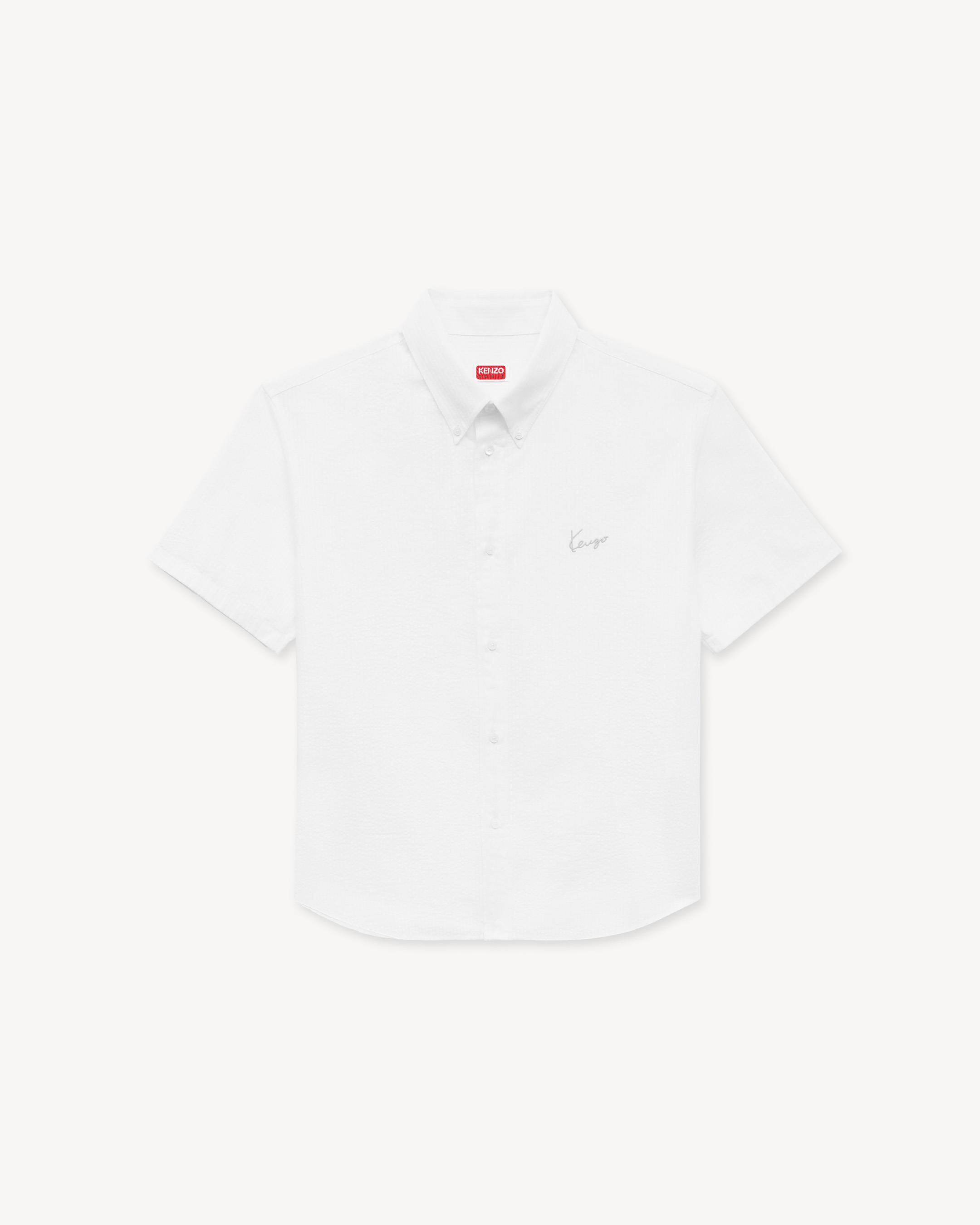 Camicia casual a maniche corte in cotone seersucker 'KENZO Signature'