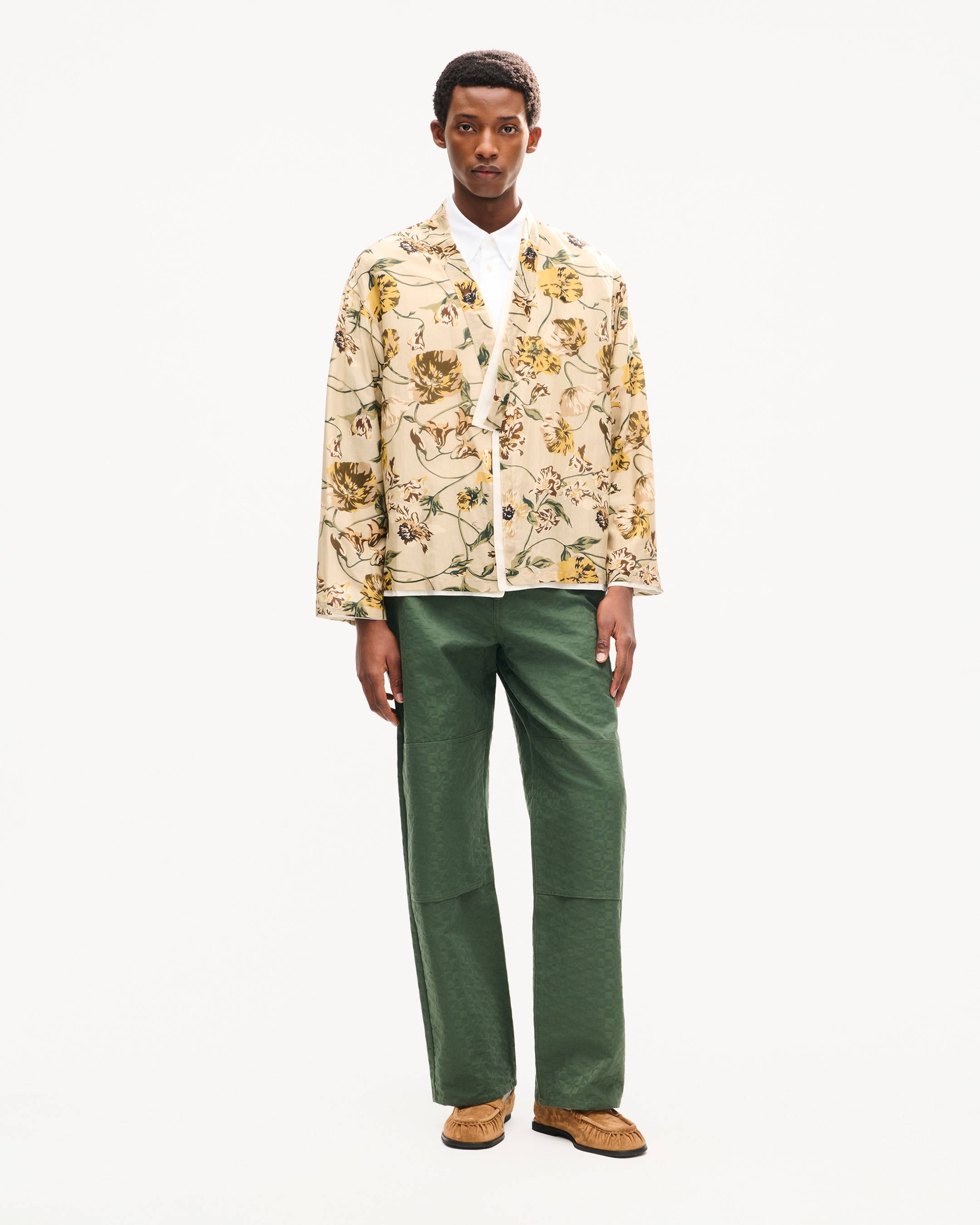 'KENZO Jumping Tiger' embroidered short sleeve shirt in cotton oxford