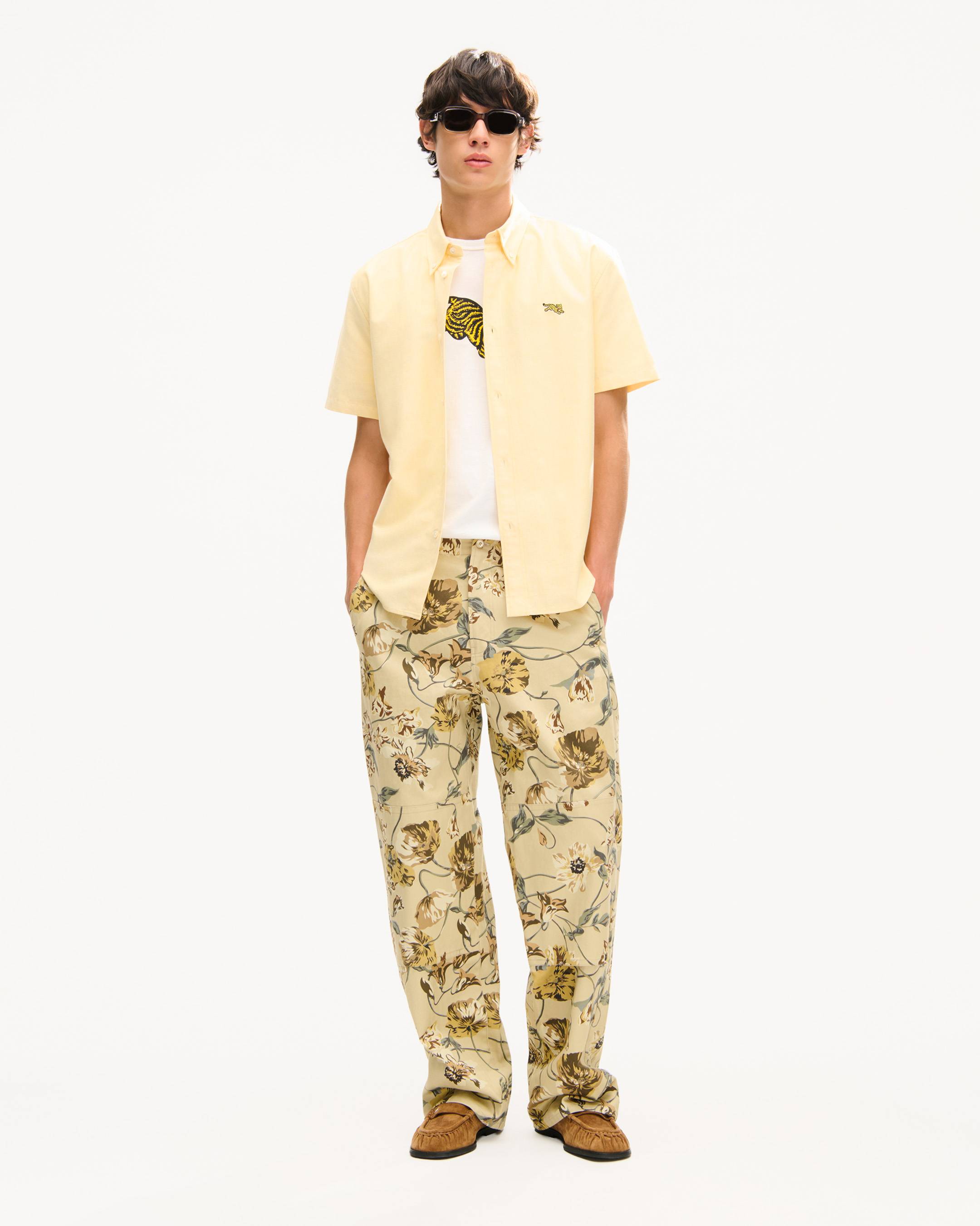 'KENZO Jumping Tiger' embroidered short sleeve shirt in cotton oxford