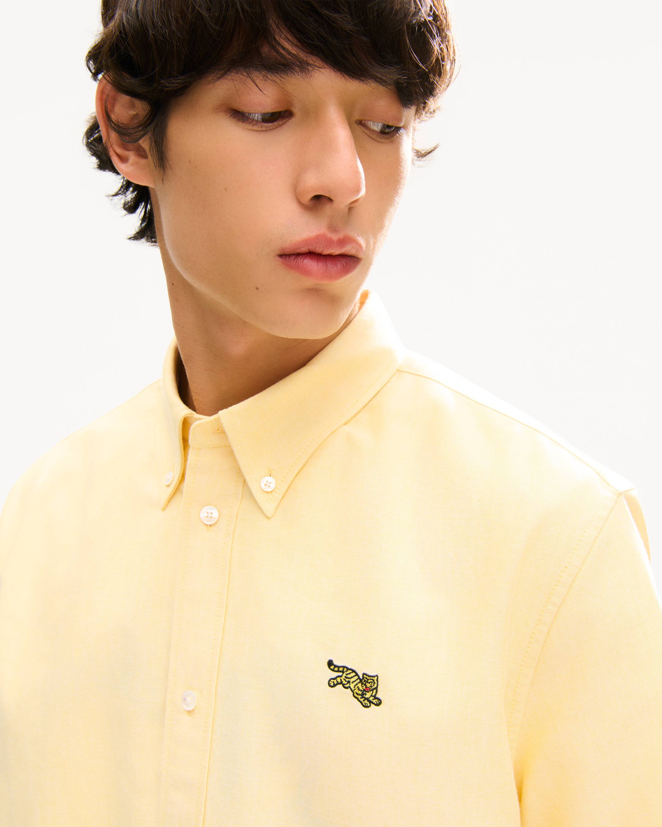 'KENZO Jumping Tiger' embroidered short sleeve shirt in cotton oxford