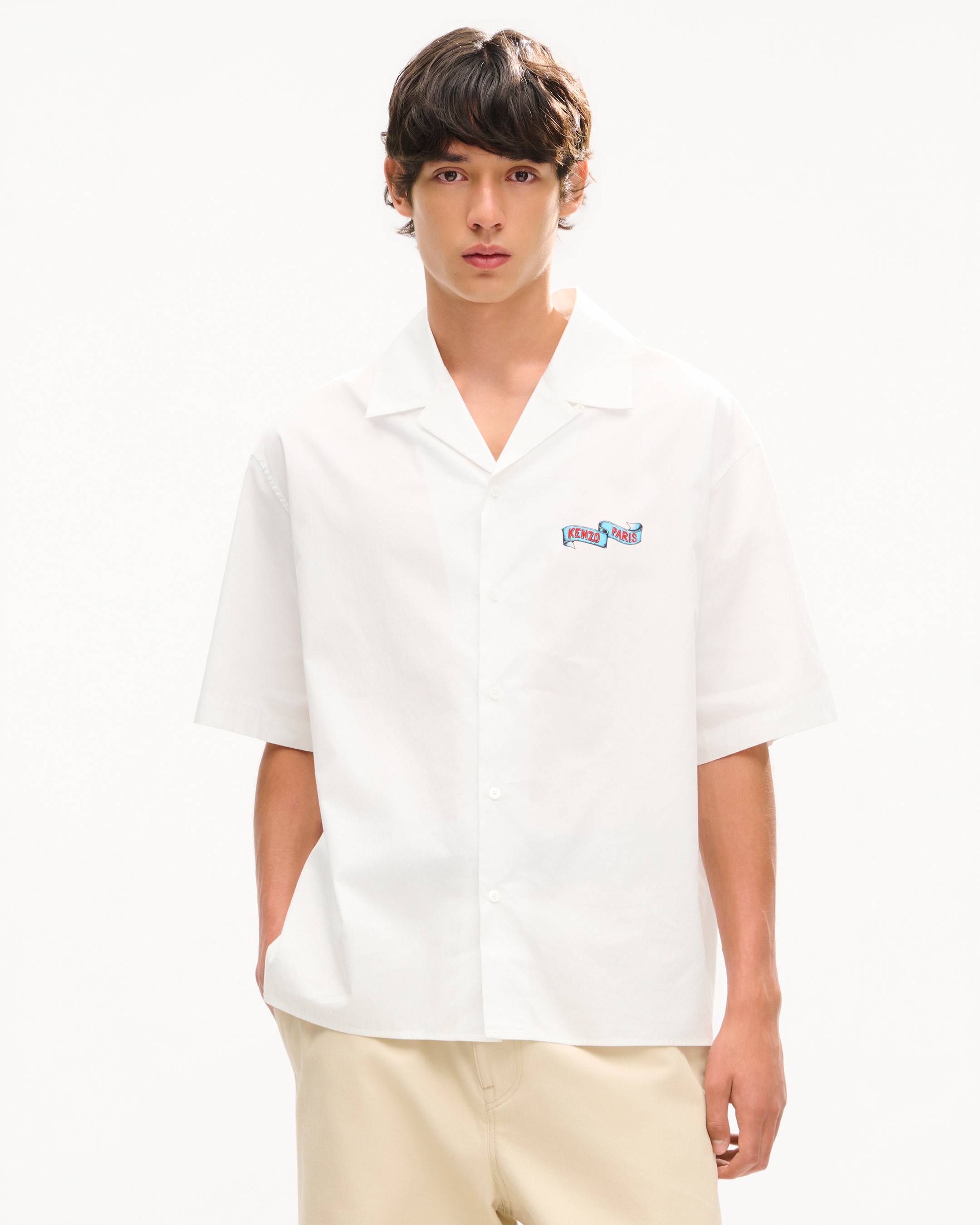 'KENZO Jumping Tiger' haiwaiian short sleeve shirt in cotton poplin