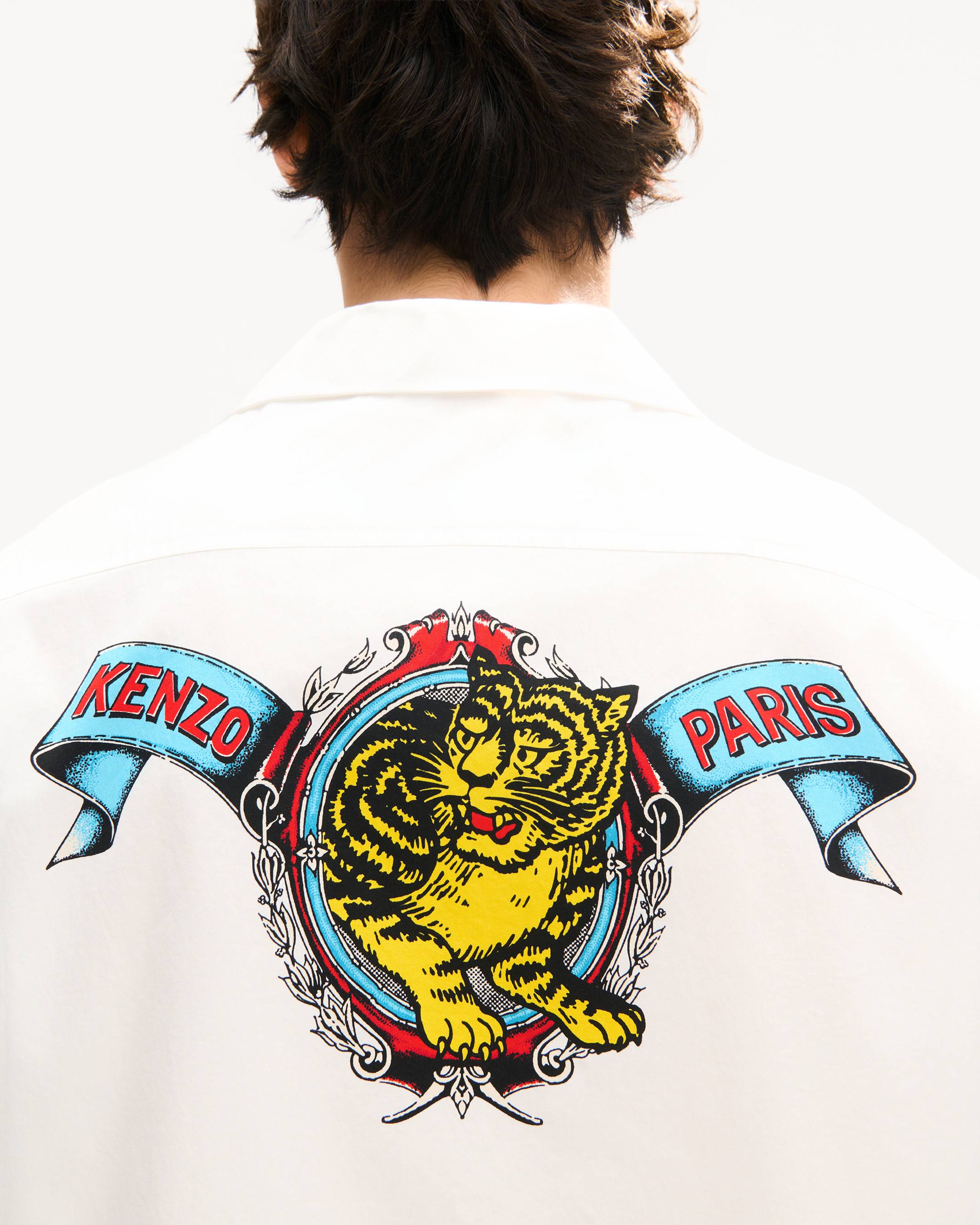 'KENZO Jumping Tiger' haiwaiian short sleeve shirt in cotton poplin