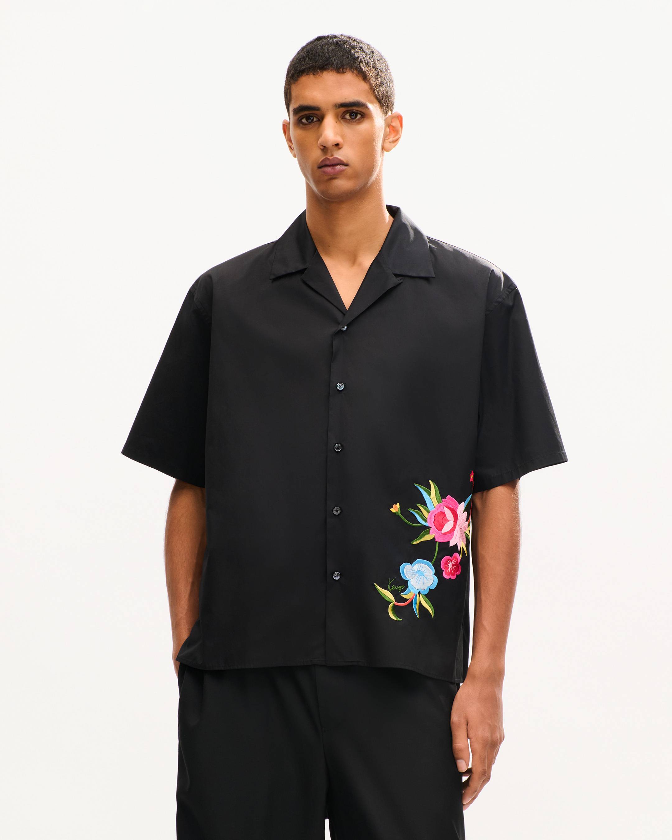 'KENZO Wildflower' haiwaiian short sleeve shirt in cotton poplin