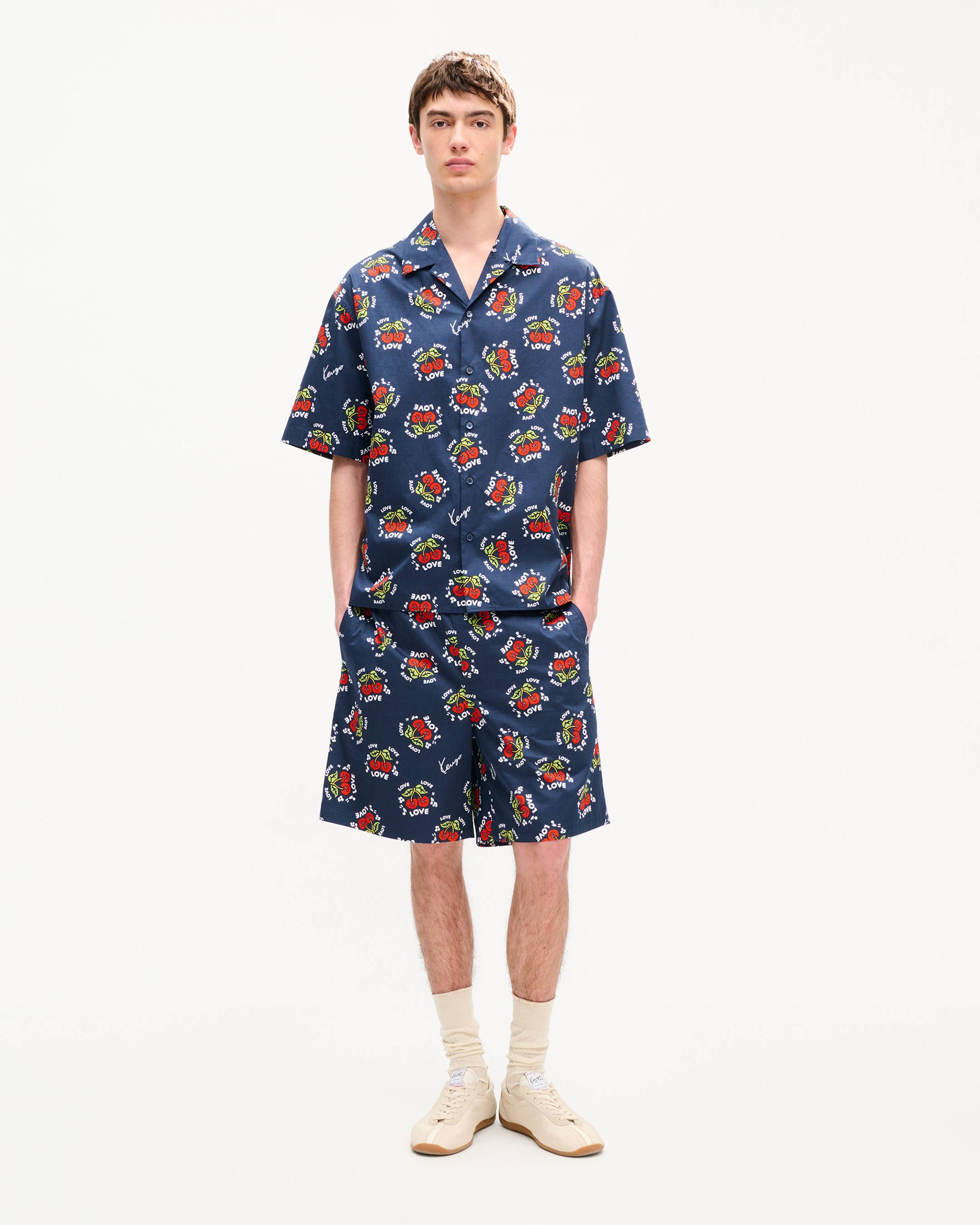 'KENZO Loves' hawaiian short sleeve shirt in cotton poplin