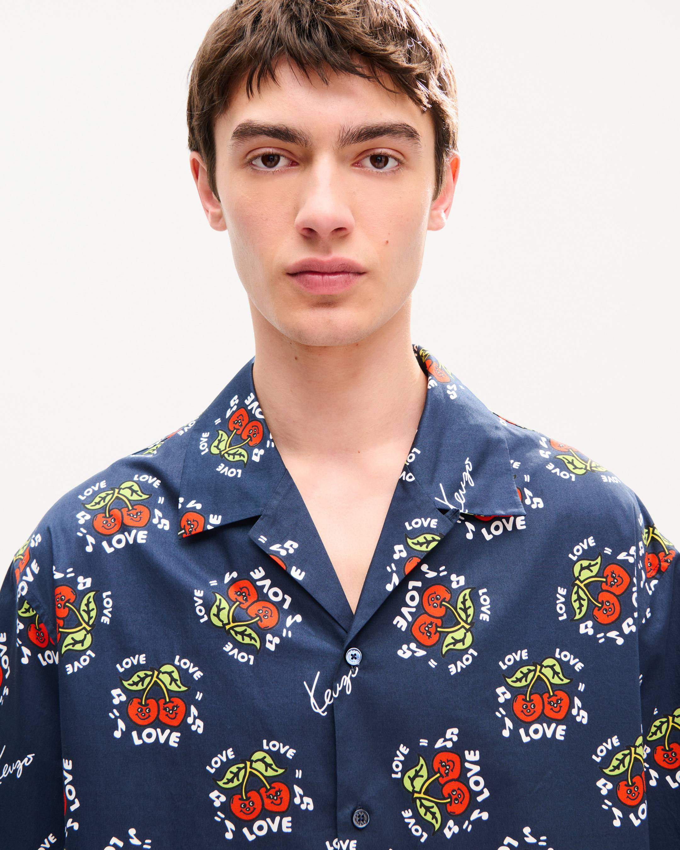 'KENZO Loves' hawaiian short sleeve shirt in cotton poplin