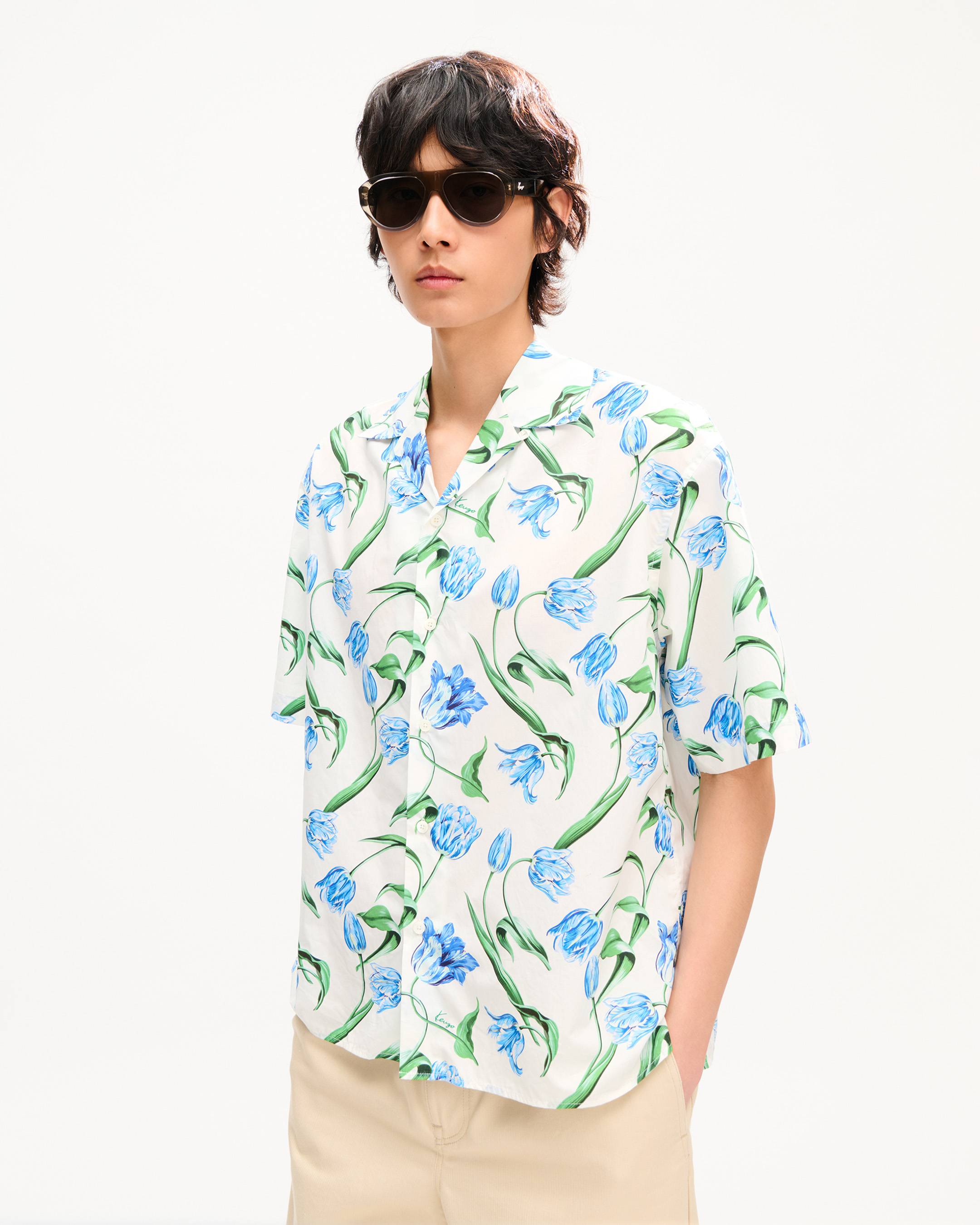 KENZO Tulip' hawaiian short sleeve shirt in cotton | Men's | KENZO
