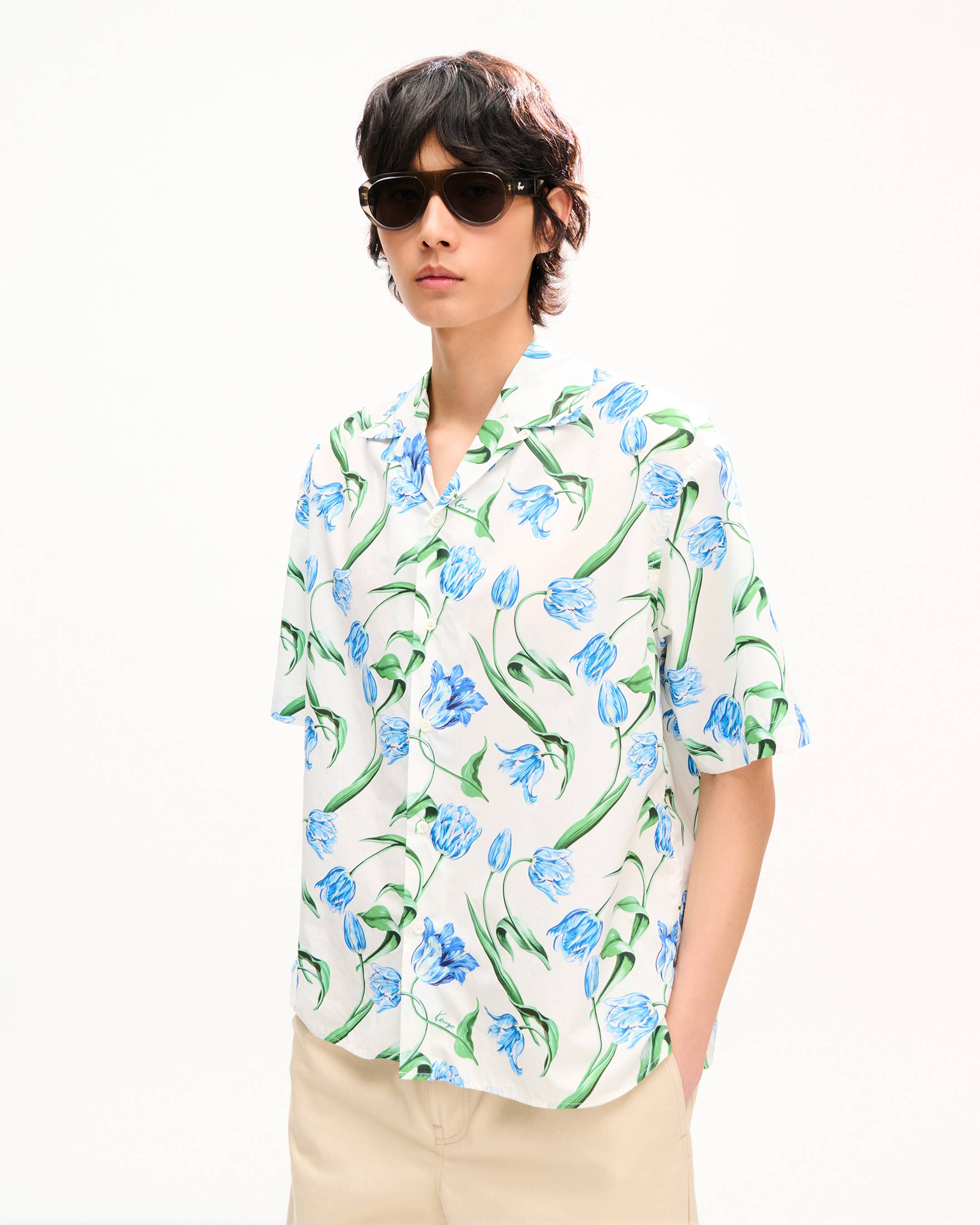Camicia hawaiana a maniche corte in cotone 'KENZO Tulip'