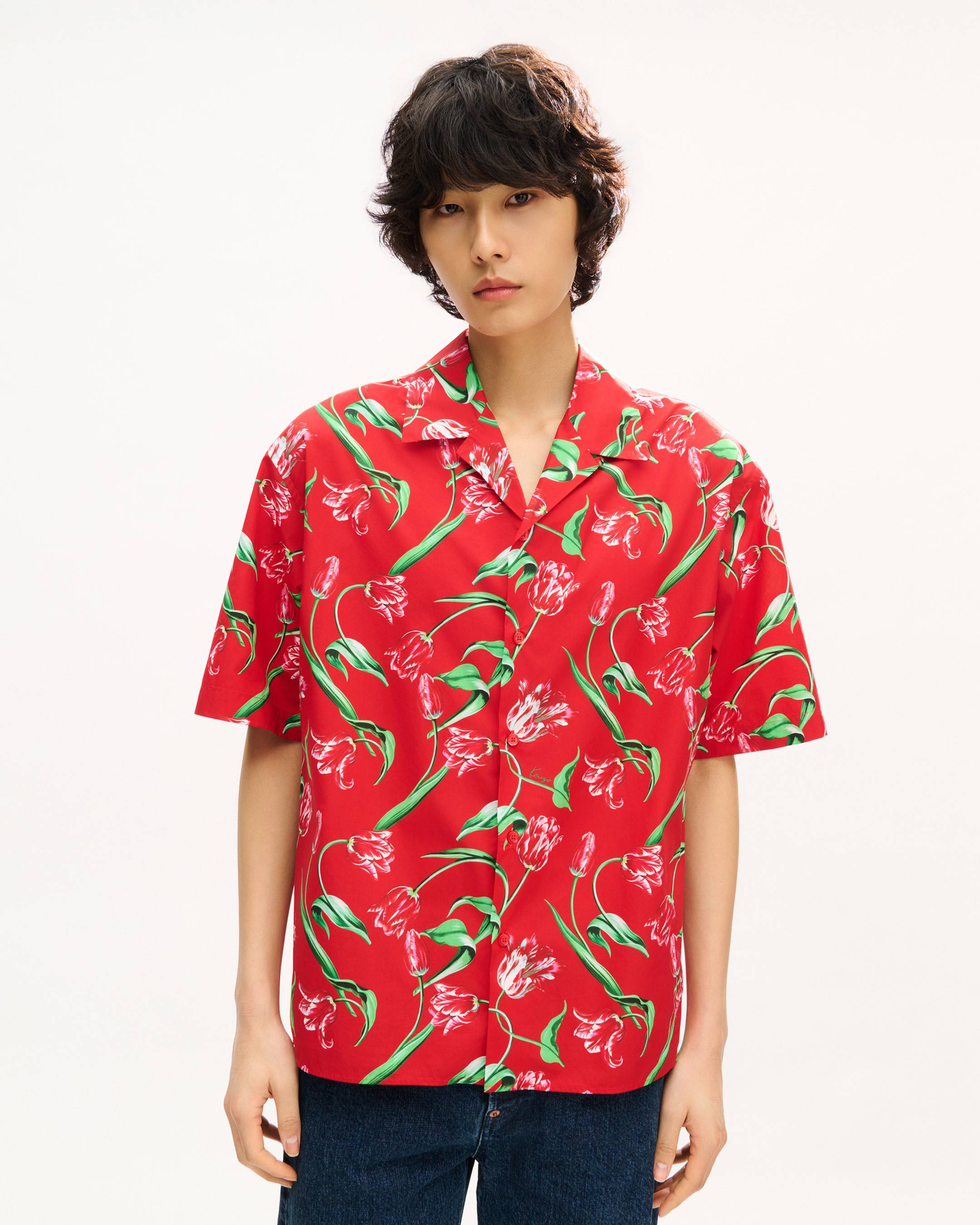 KENZO Tulip' hawaiian short sleeve shirt in cotton | Men's | KENZO