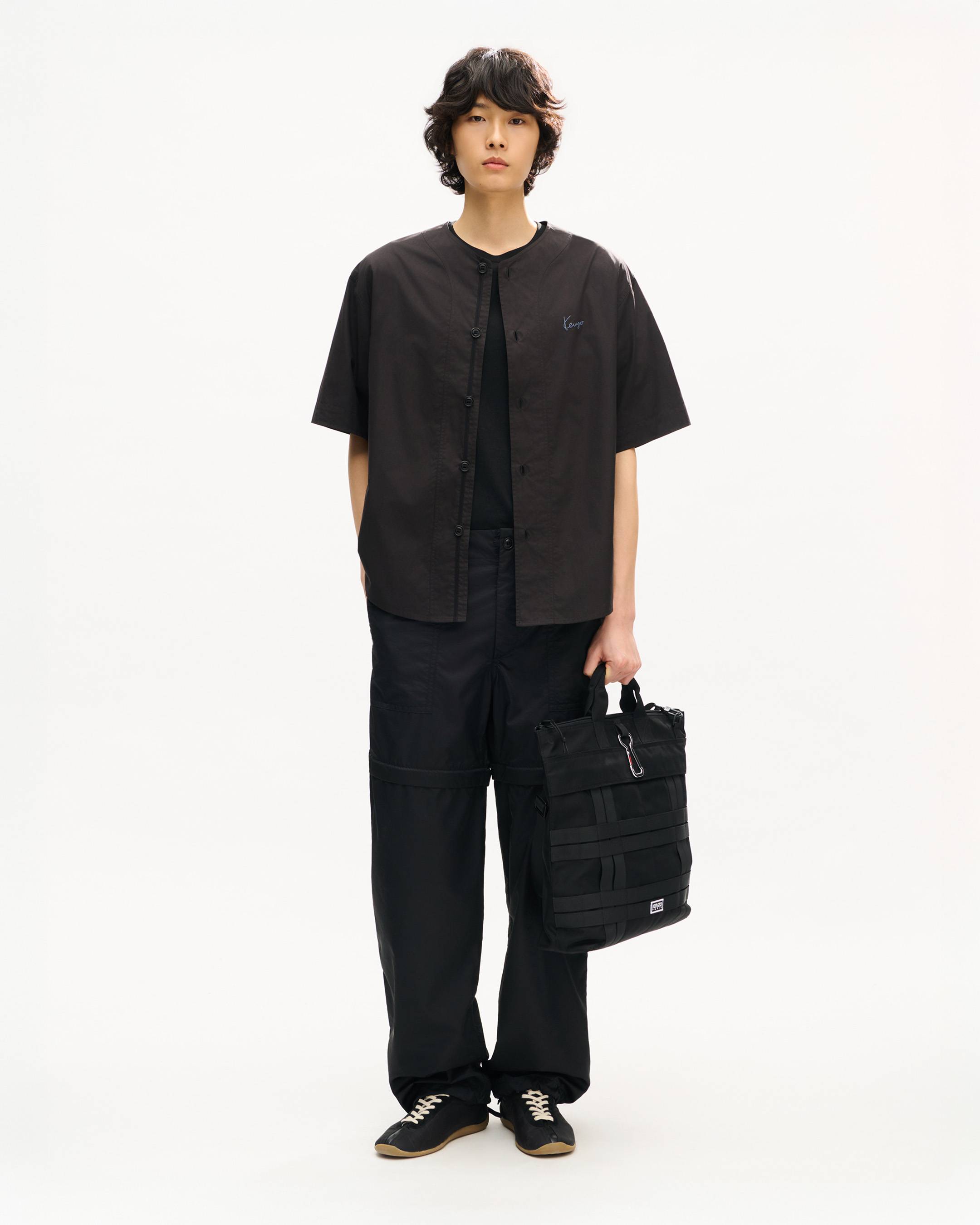 Chemise baseball &agrave; manches courtes 'KENZO Signature' en popeline de coton