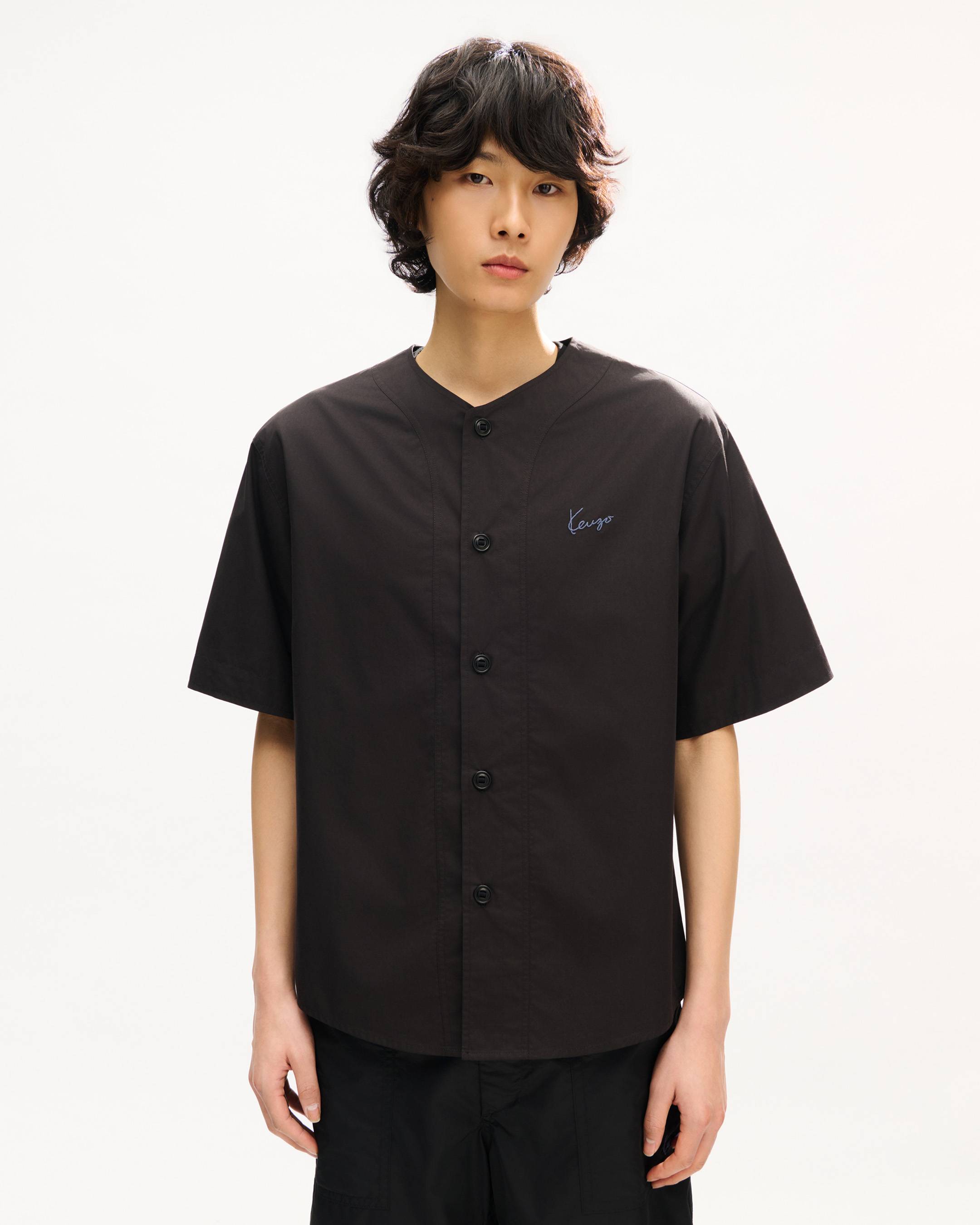 KENZO Signature' baseball short sleeve shirt in cotton poplin