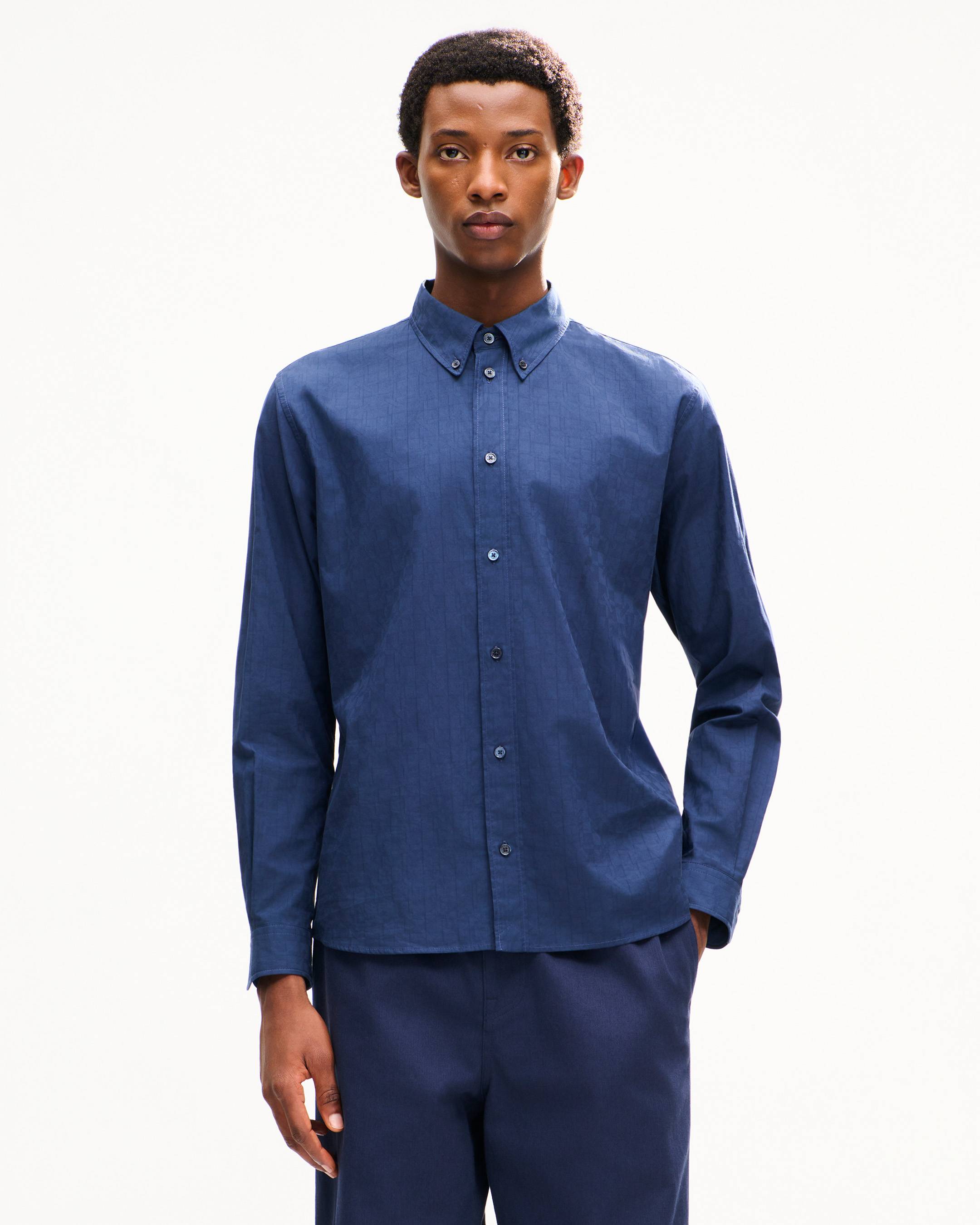 'Kenzogram' casual shirt in jacquard cotton twill
