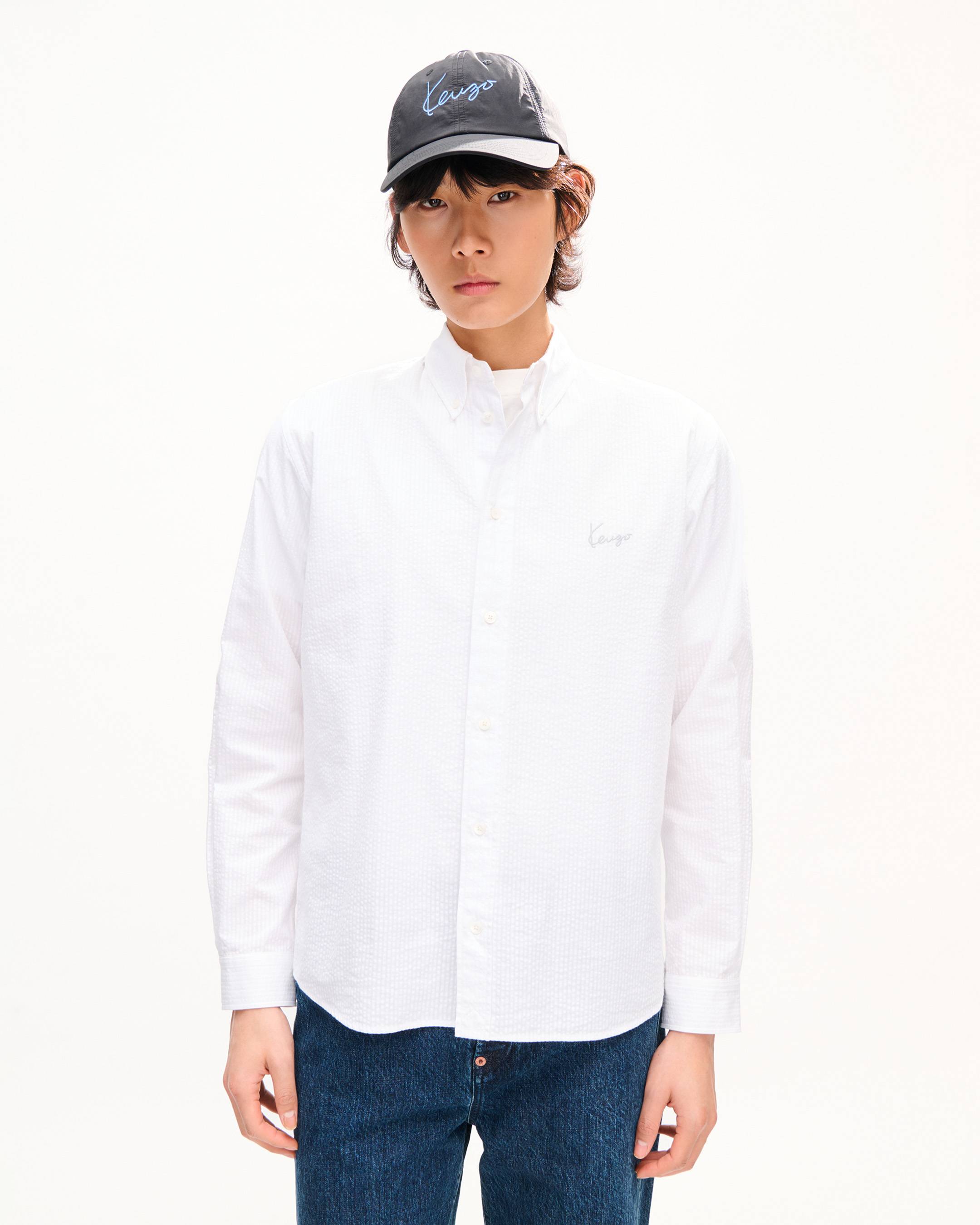 Chemise relax 'KENZO Signature' en coton seersucker