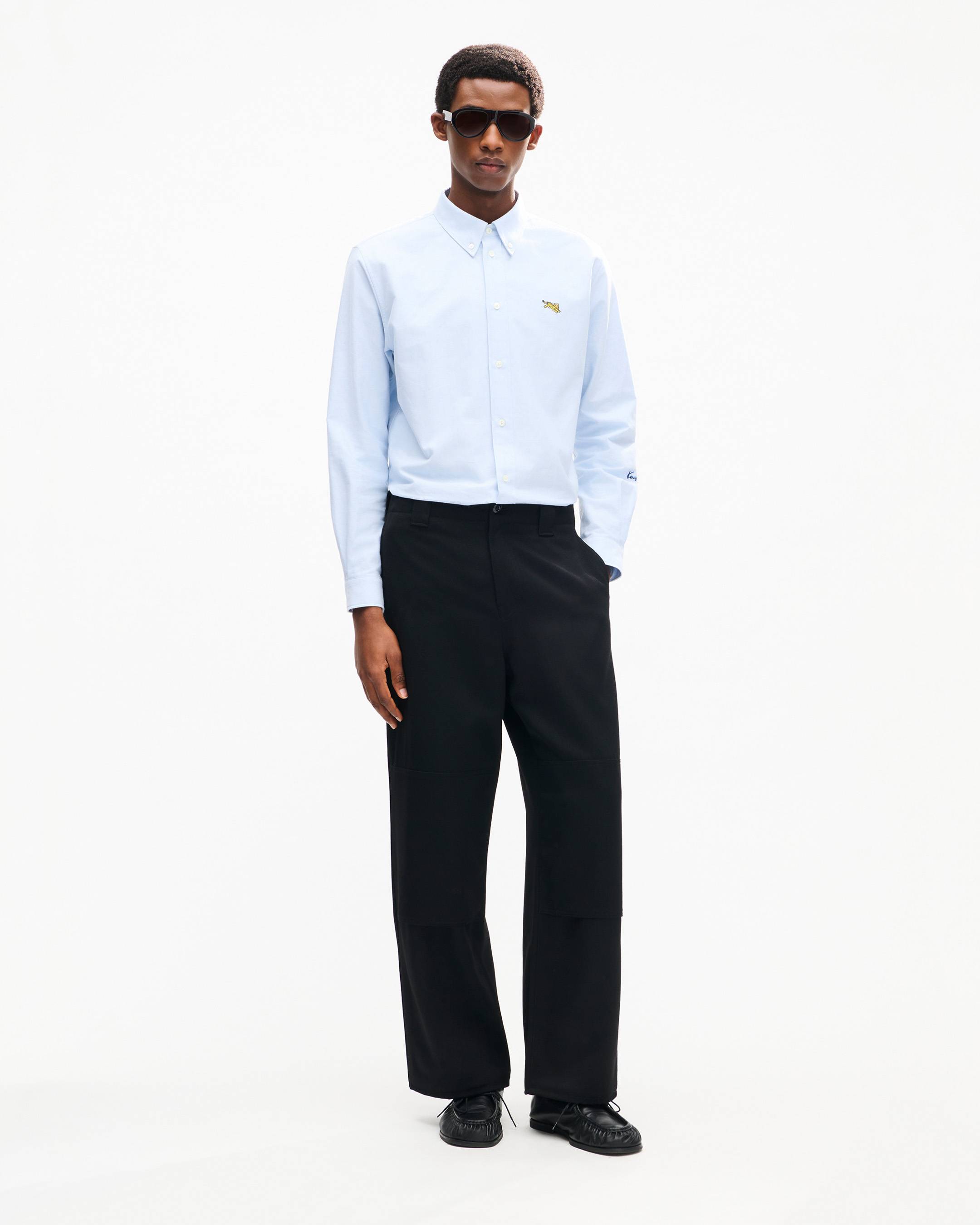 KENZO Jumping Tiger' embroidered casual shirt in cotton oxford