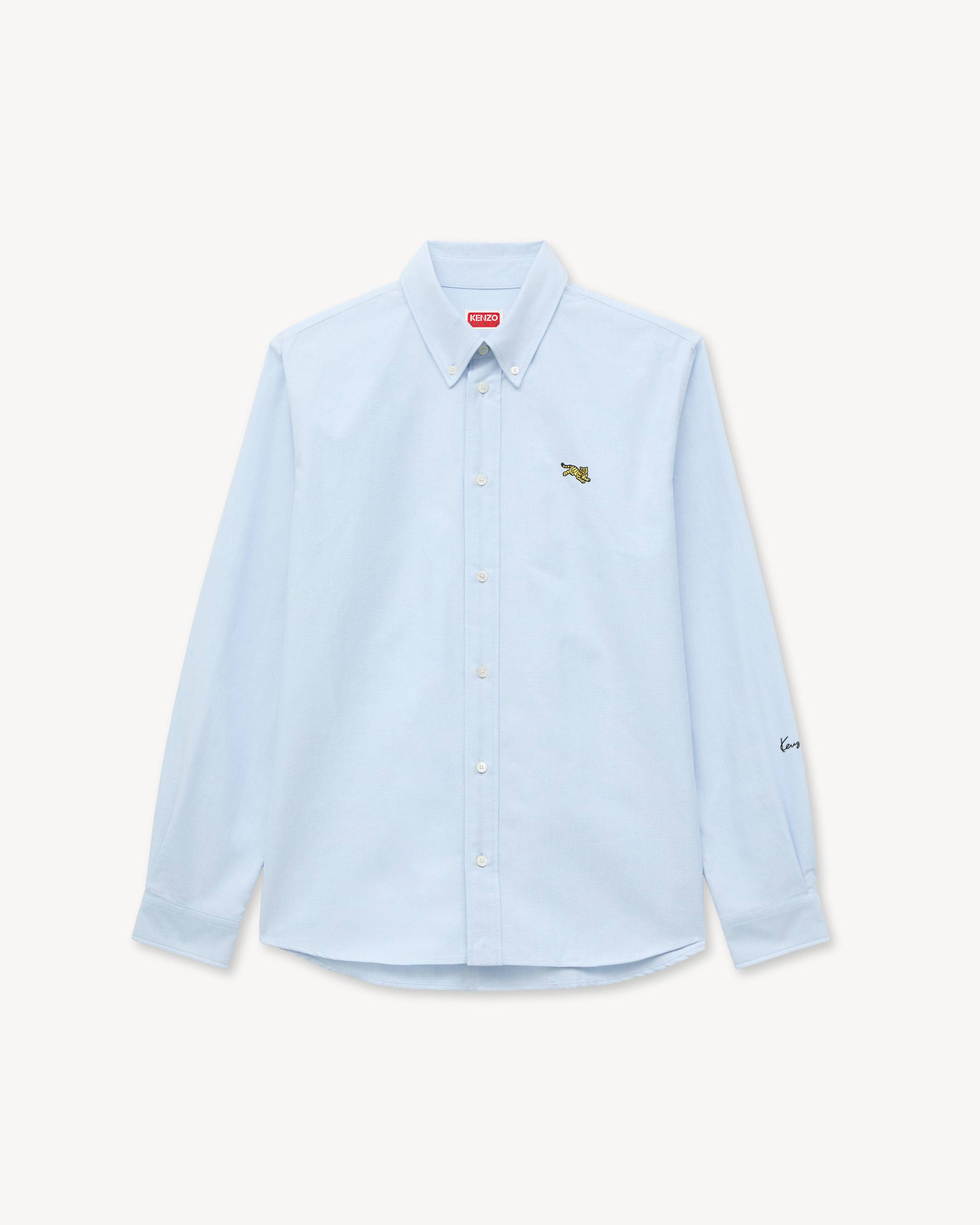 'KENZO Jumping Tiger' embroidered casual shirt in cotton oxford