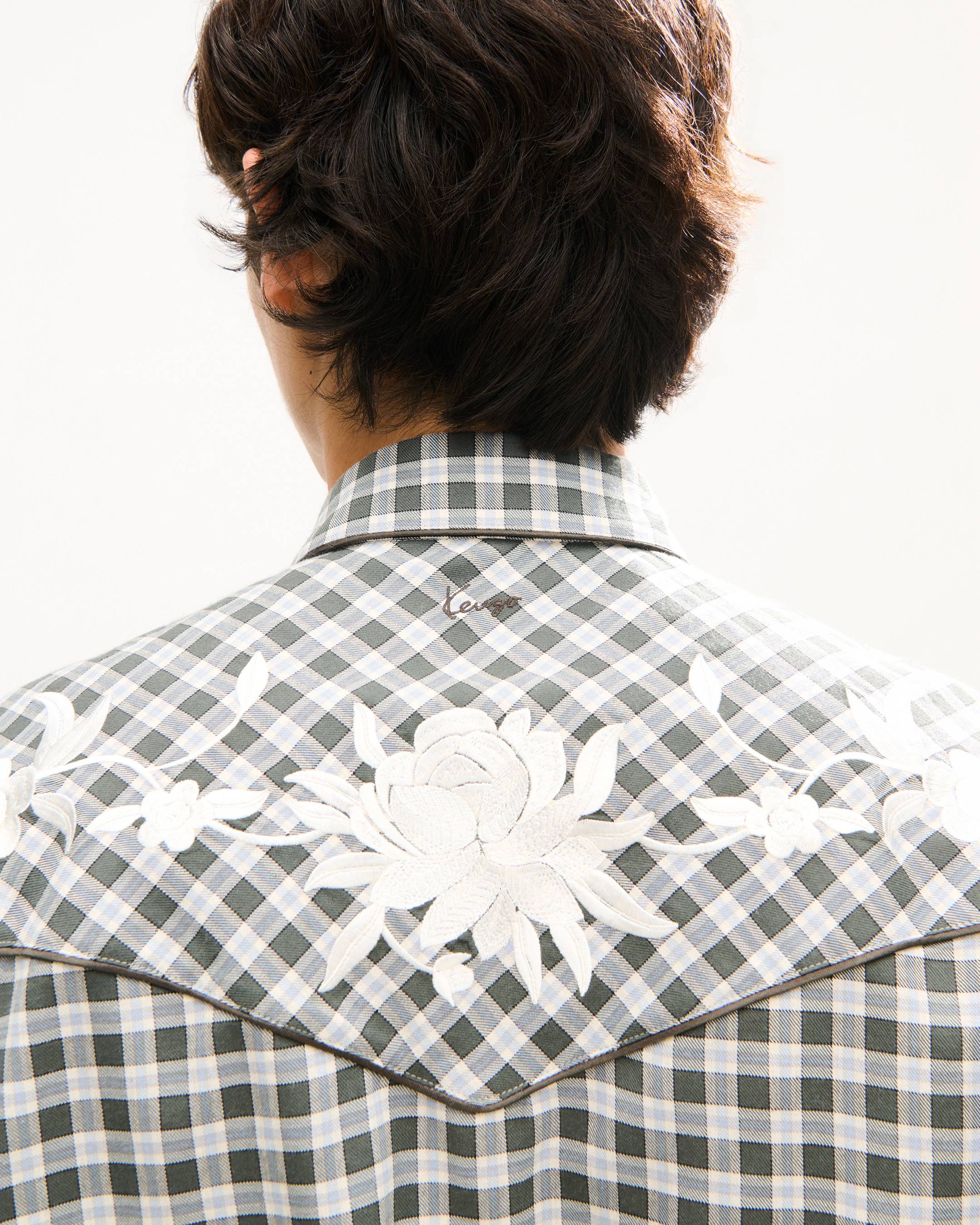 'KENZO Wildflower' embroidered western shirt in wool cotton