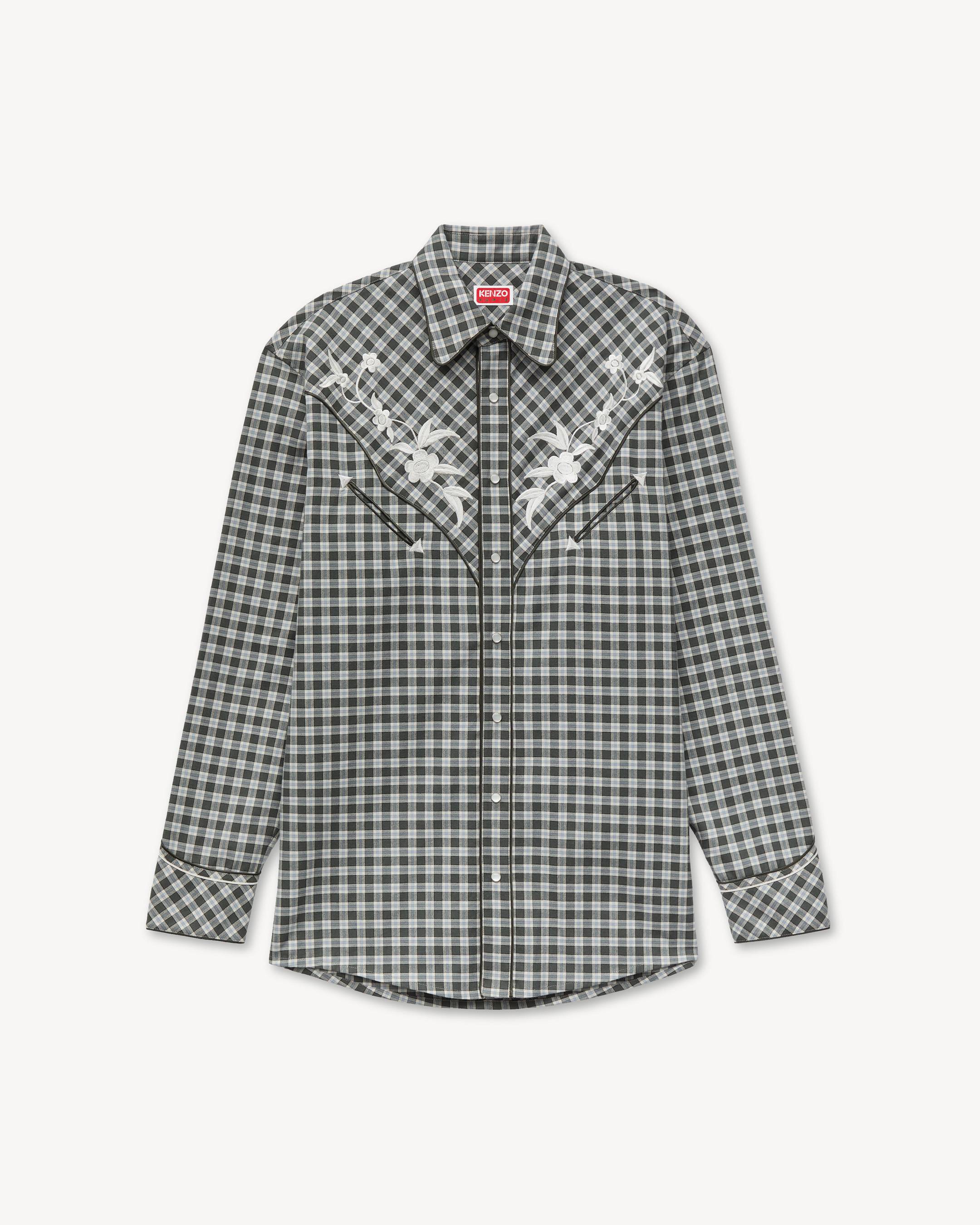 'KENZO Wildflower' embroidered western shirt in wool cotton