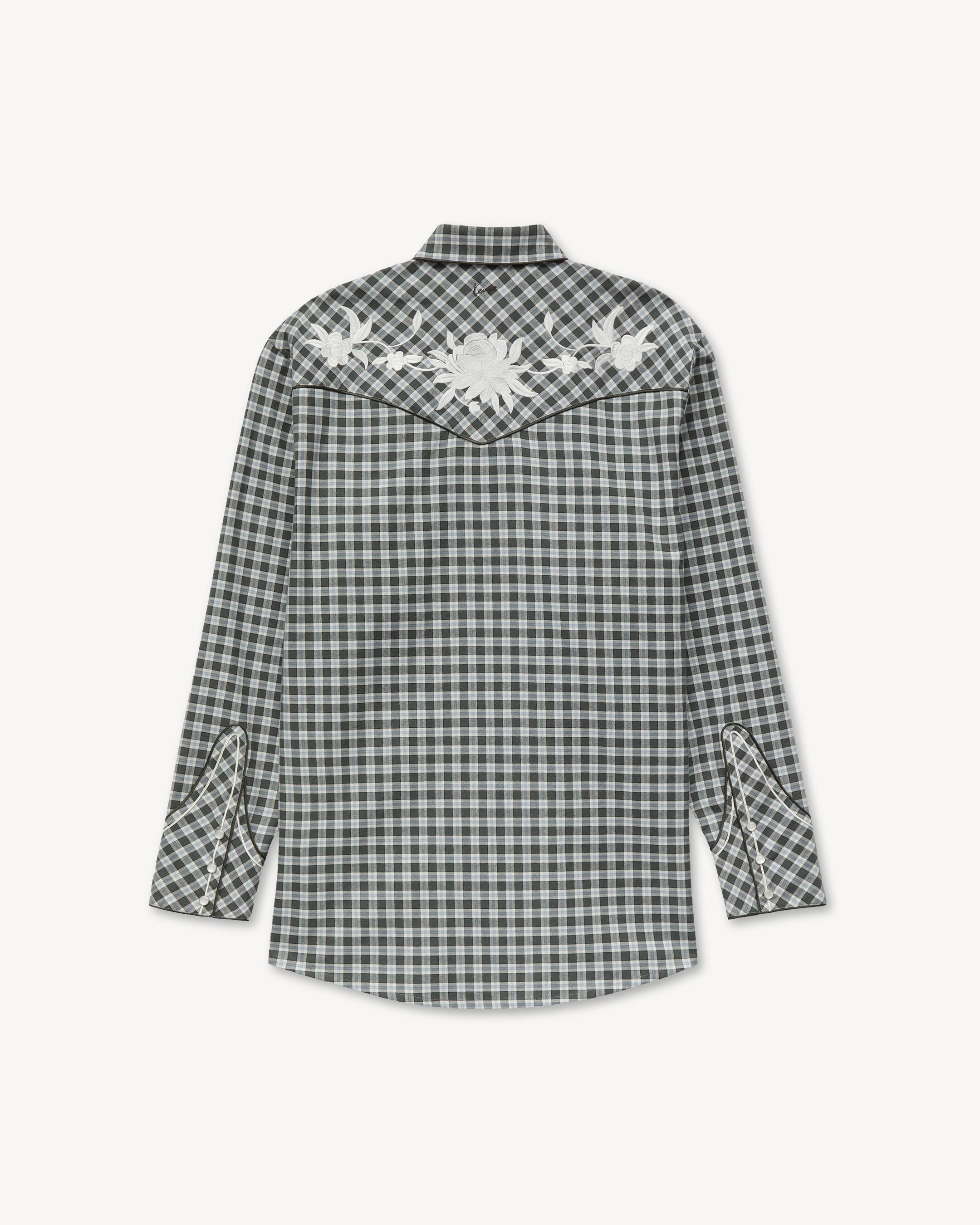 'KENZO Wildflower' embroidered western shirt in wool cotton