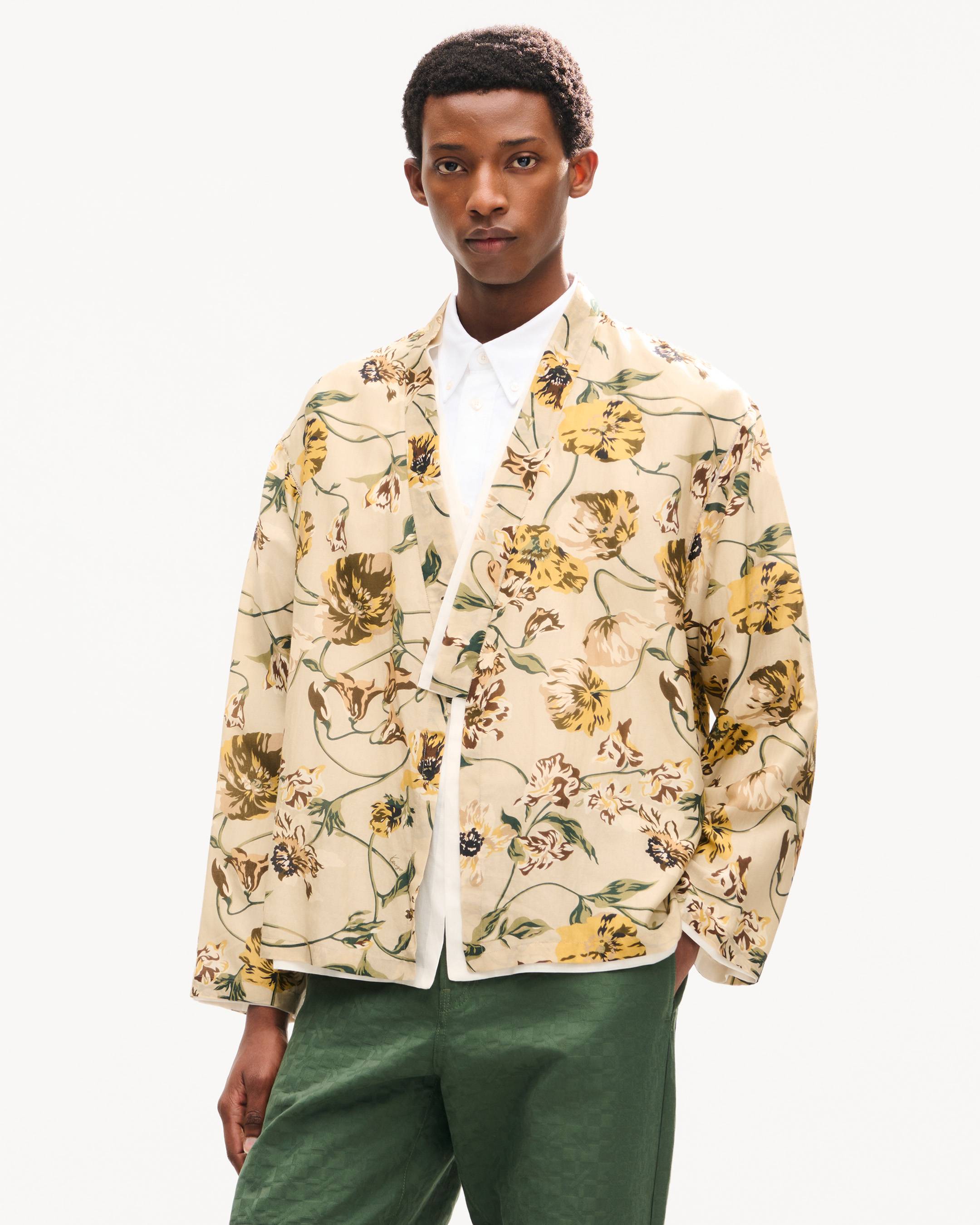'KENZO Wildflower' genderless kimono overshirt in cotton silk