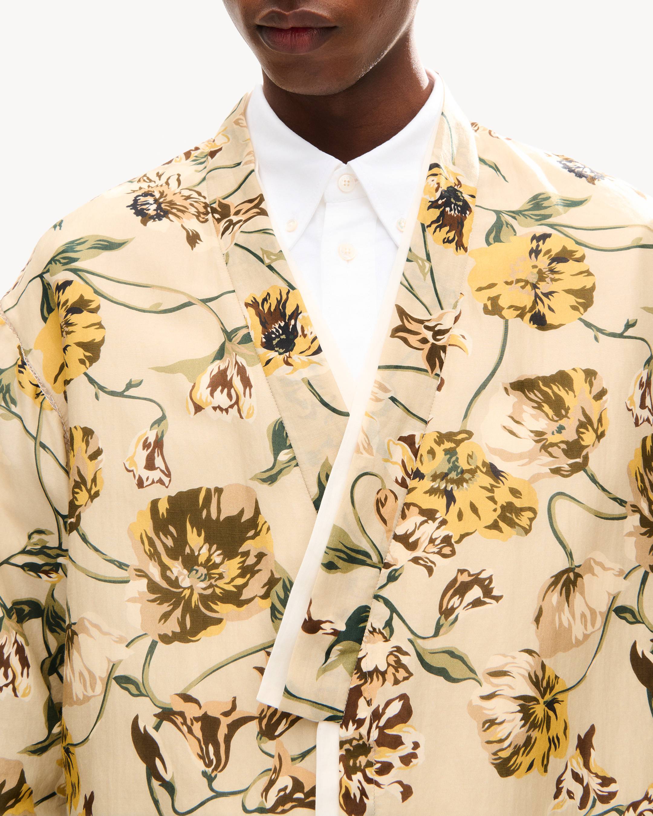'KENZO Wildflower' genderless kimono overshirt in cotton silk