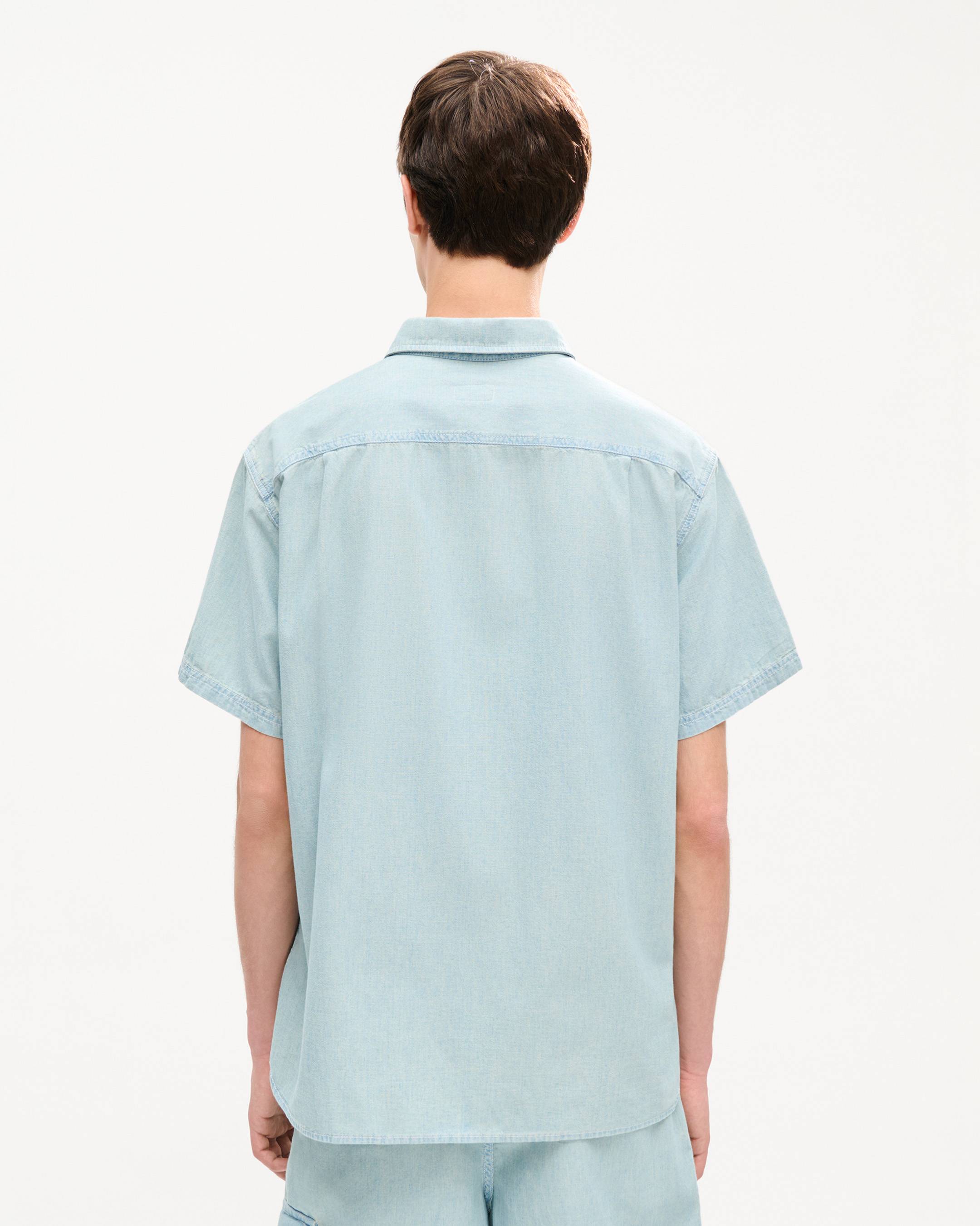 KENZO Sounds' casual short sleeve shirt in stone bleach chambray