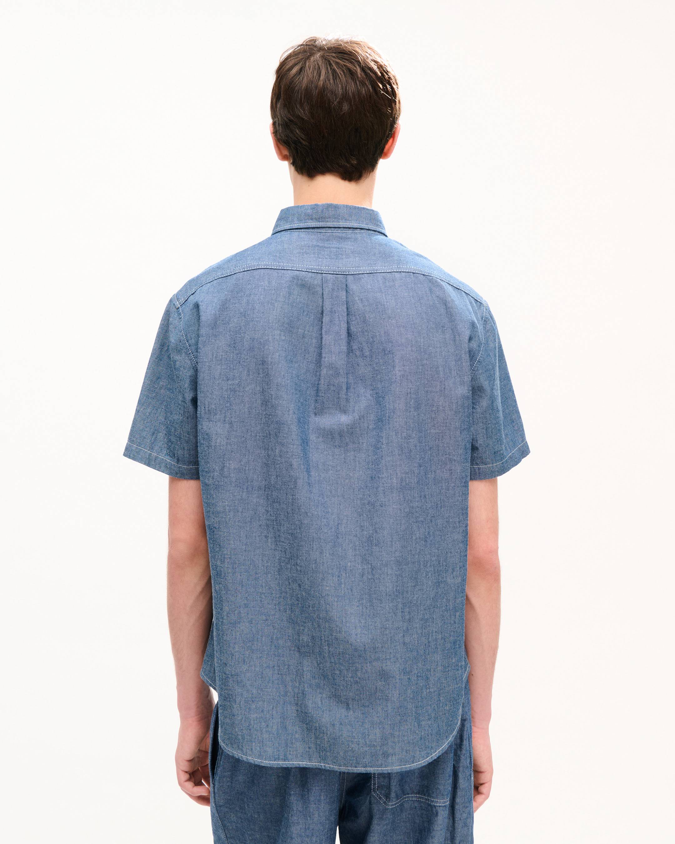 'KENZO Loves' casual short sleeve shirt in rinse chambray