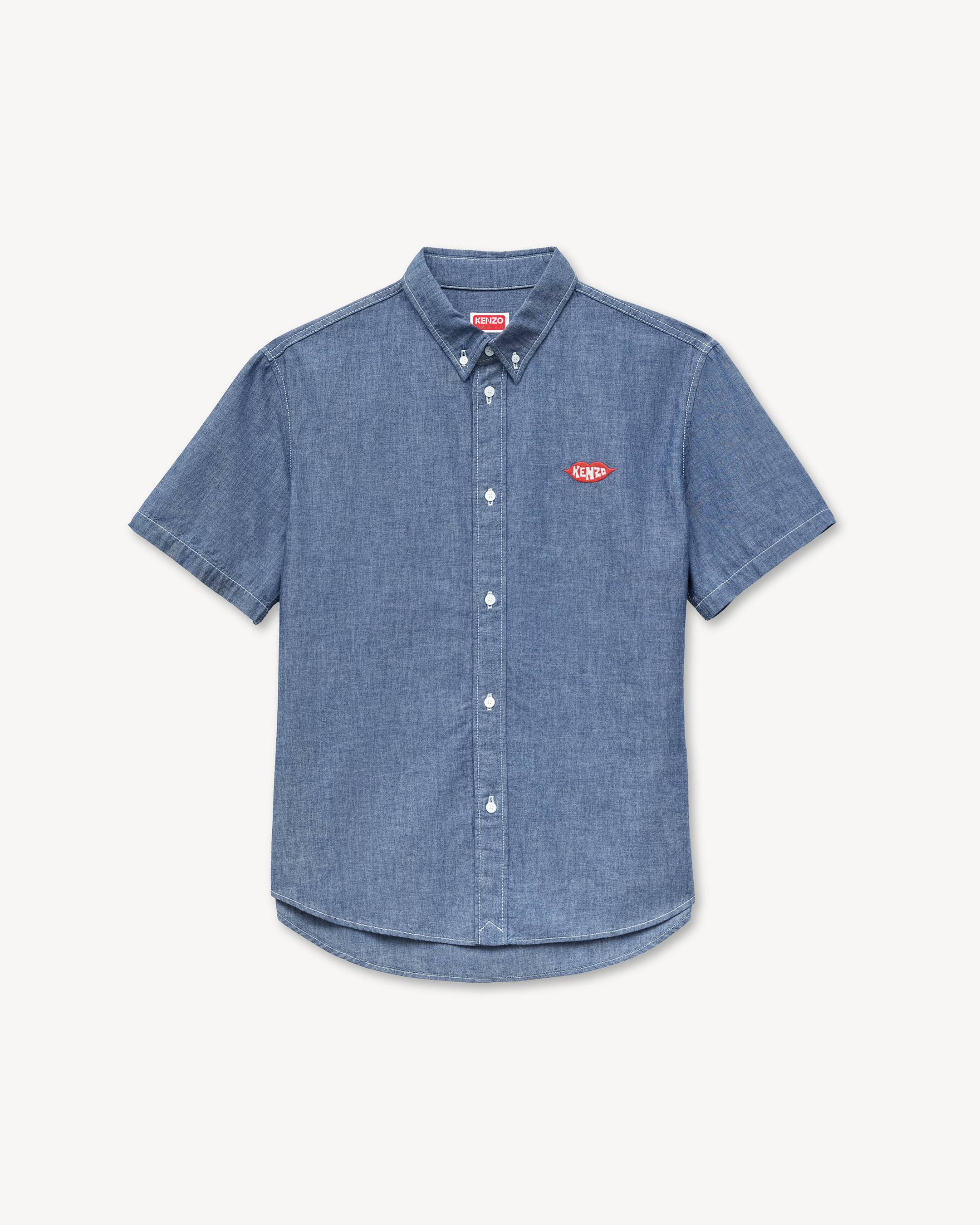 'KENZO Loves' casual short sleeve shirt in rinse chambray
