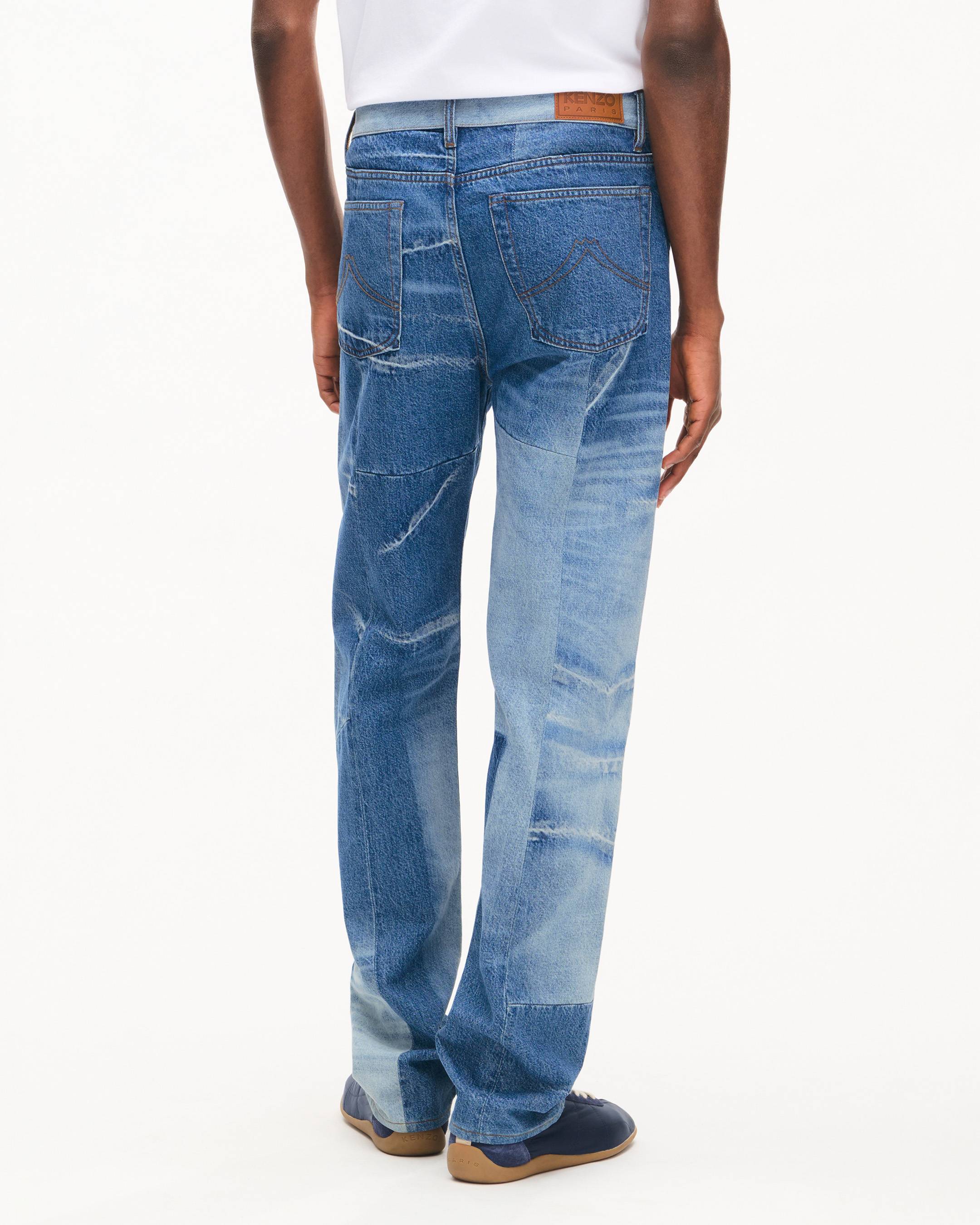 Patchwork straight fit jeans in japanese denim