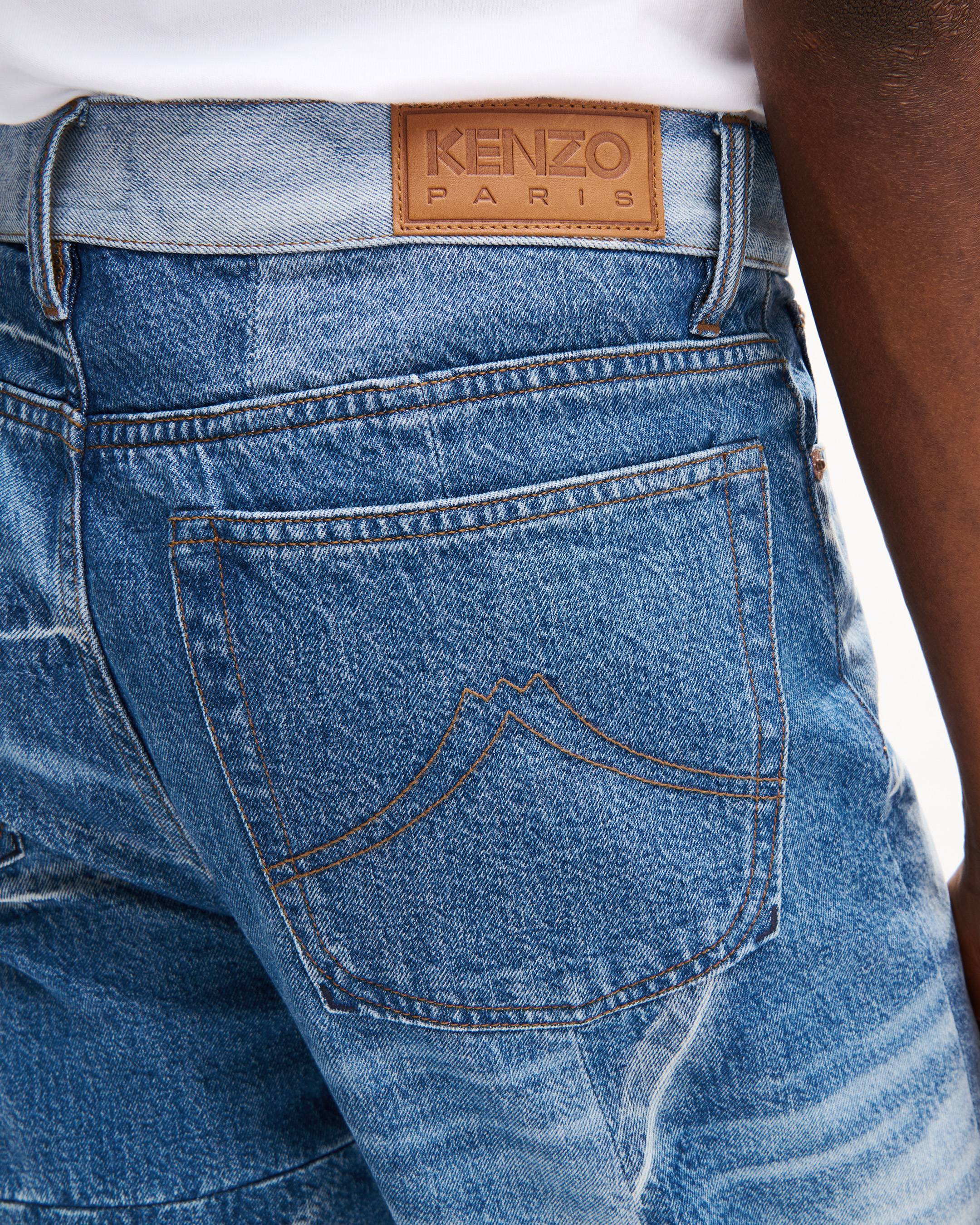 Patchwork straight fit jeans in japanese denim