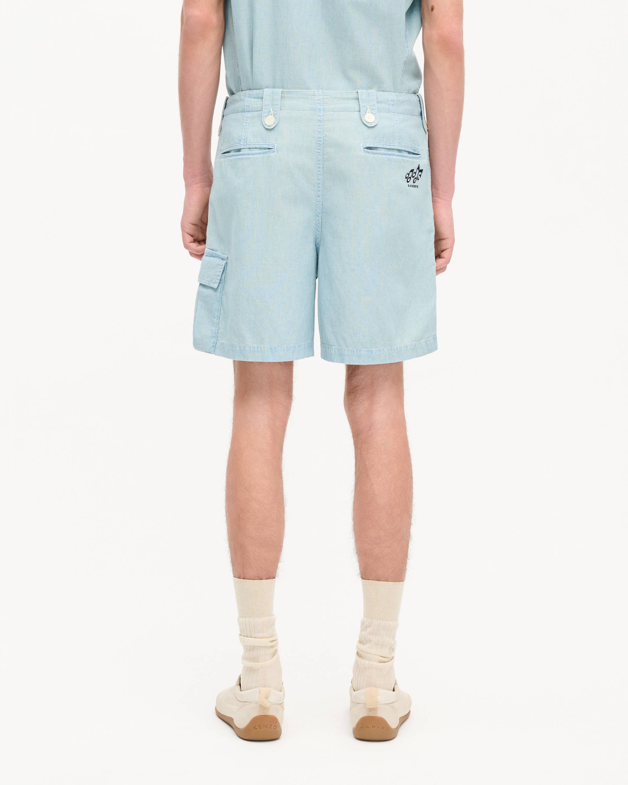 KENZO Sounds' cargo shorts in stone bleach chambray | Men's | KENZO