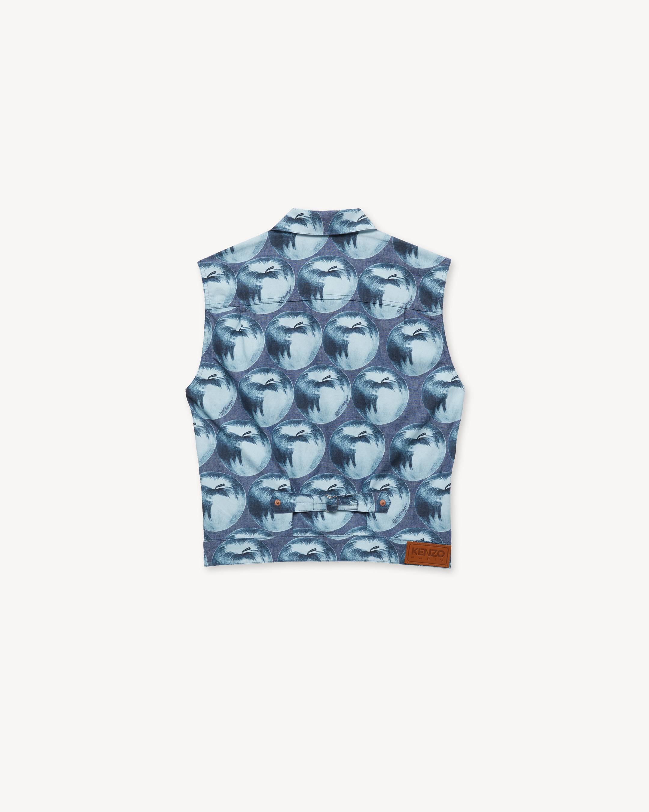 'KENZO Apple Pop' カットオフ トラッカー ベスト イン ジャパニーズ デニム ユニセックス