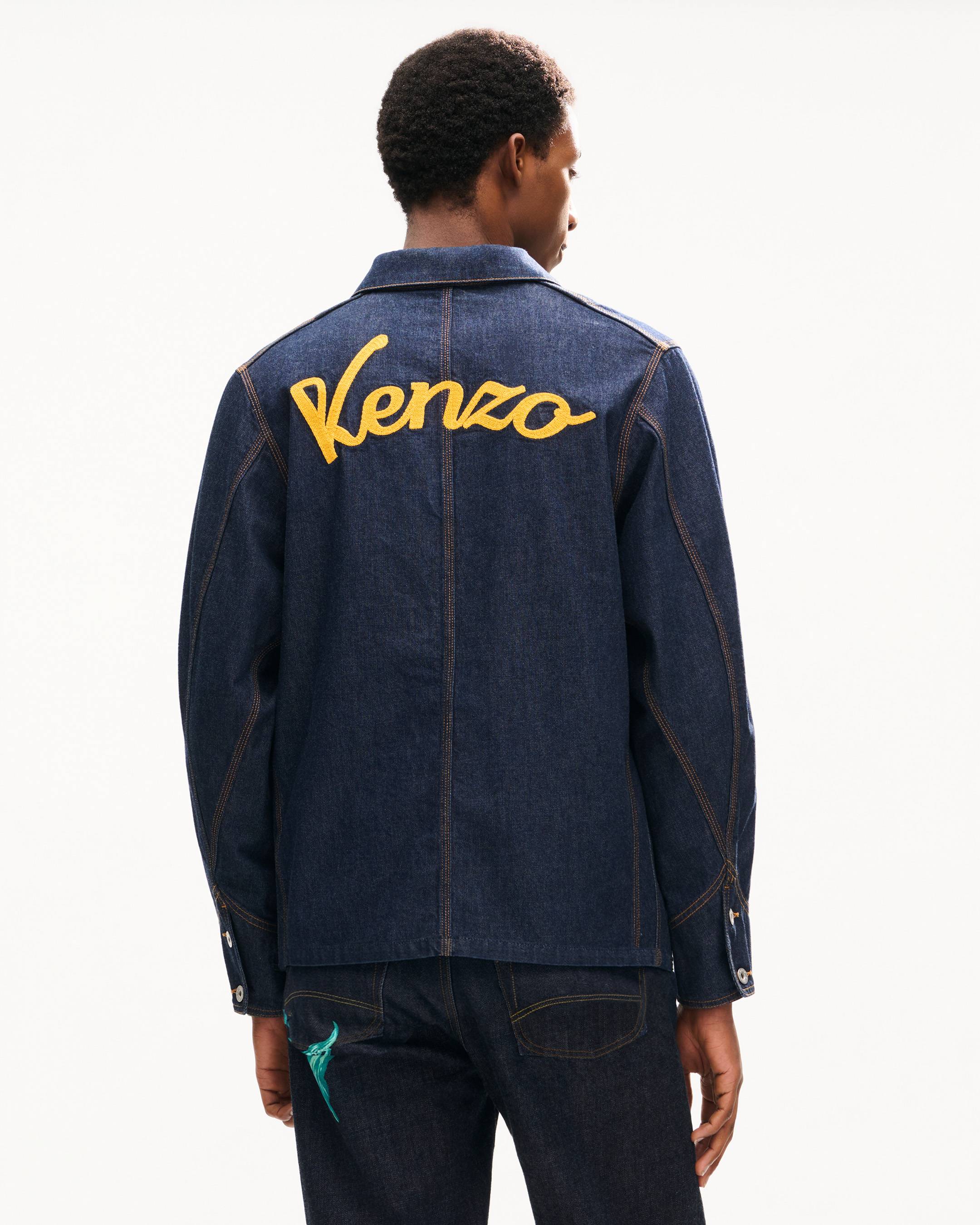 'KENZO Varsity' embroidered chore jacket in japanese denim