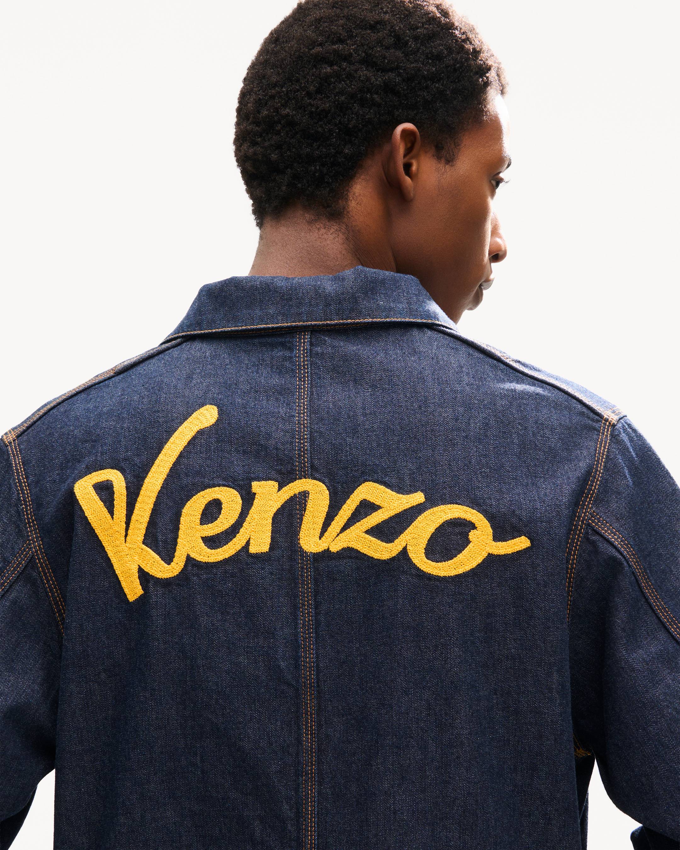 'KENZO Varsity' embroidered chore jacket in japanese denim
