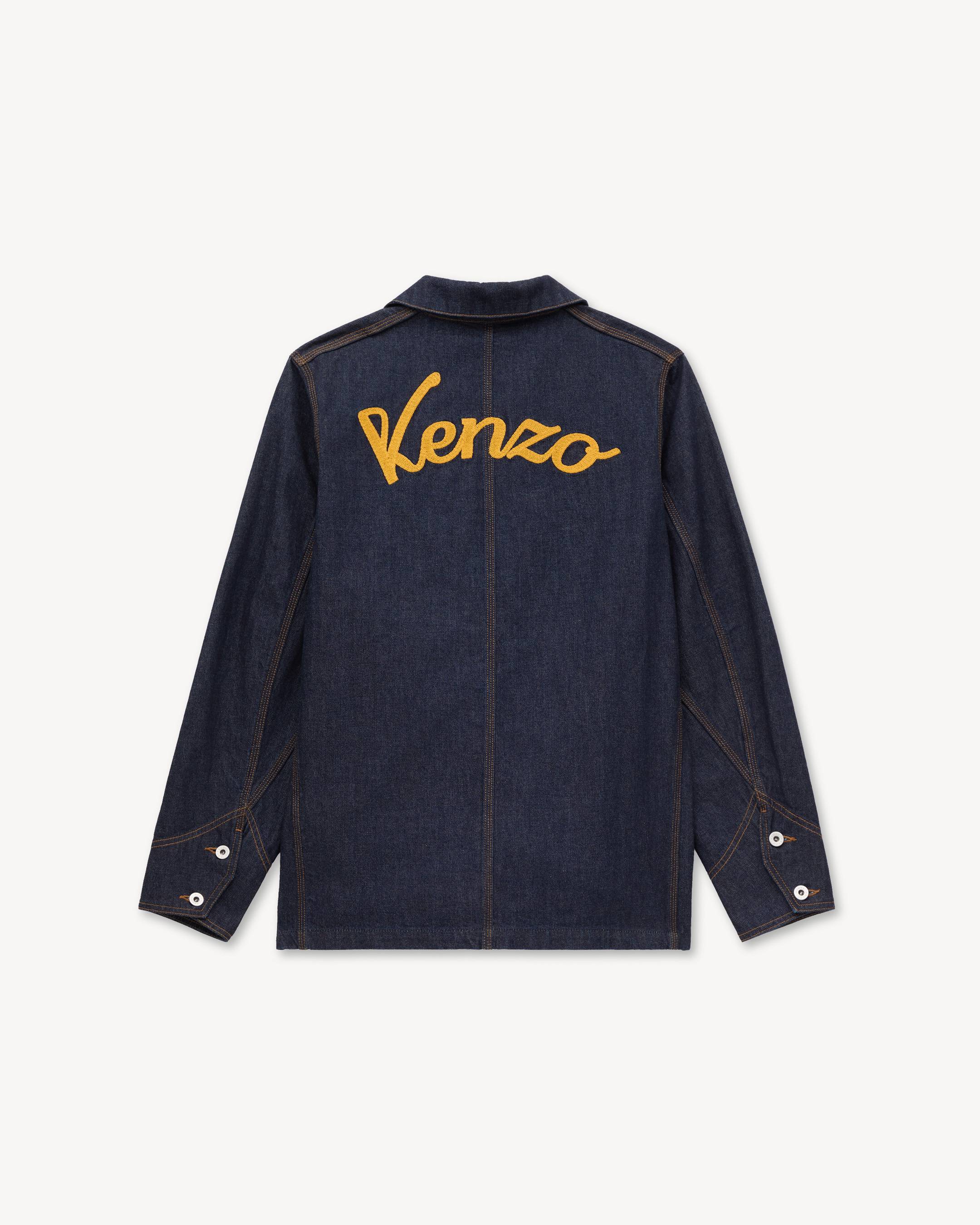 'KENZO Varsity' embroidered chore jacket in japanese denim