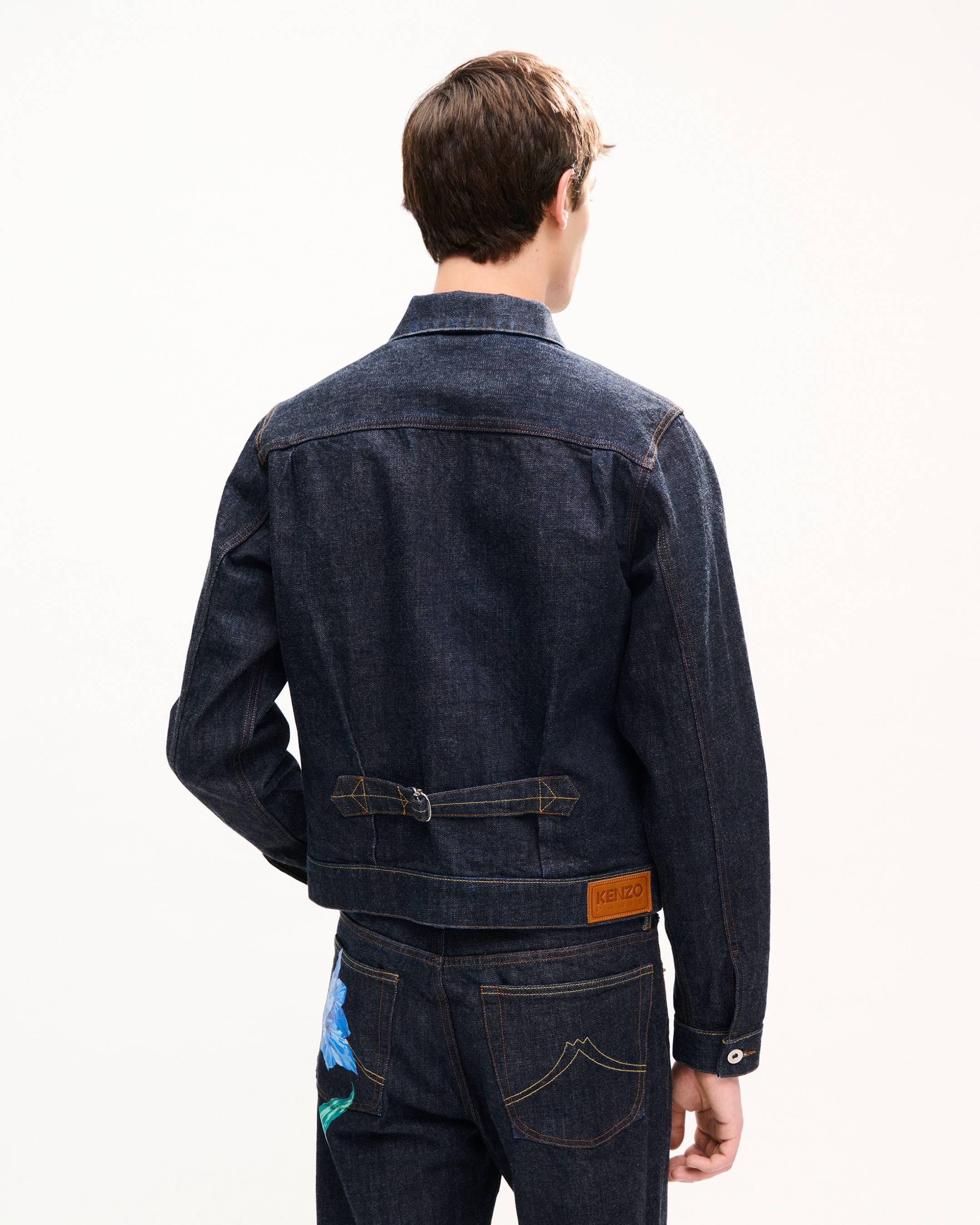 Giacca trucker a pieghe slim in denim giapponese 'KENZO Tulip'